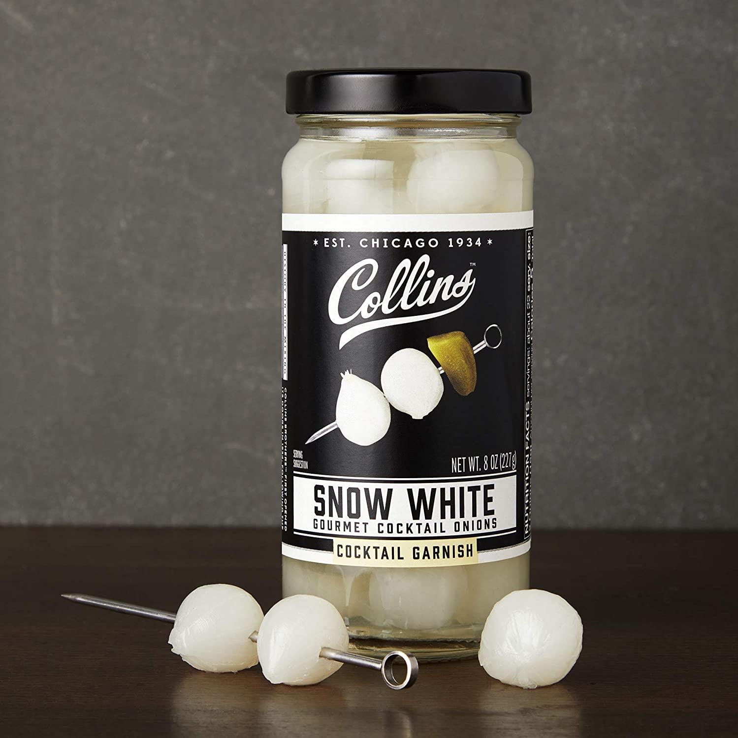 Collins Gourmet Snow White Cocktail Onions Premium Garnish for