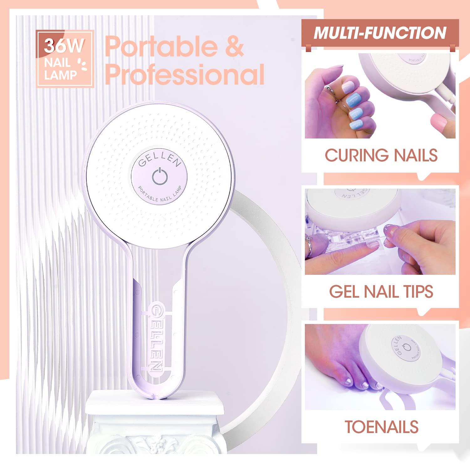 Gellen Nail Tips and Glue Gel Kit, Nail Extension Kit with 504pcs Almond Clear Fake Nails, U V LED Nail Lamp, 3 in 1 Nail Glue, Home/Salon DIY Nail A