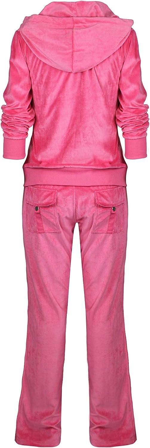 Yasumond Womens Sweatsuits Velour 2 Pieces Tracksuit Set Full Zip Hoodie  and Sweatpants Athletic Sports Suits Purple M