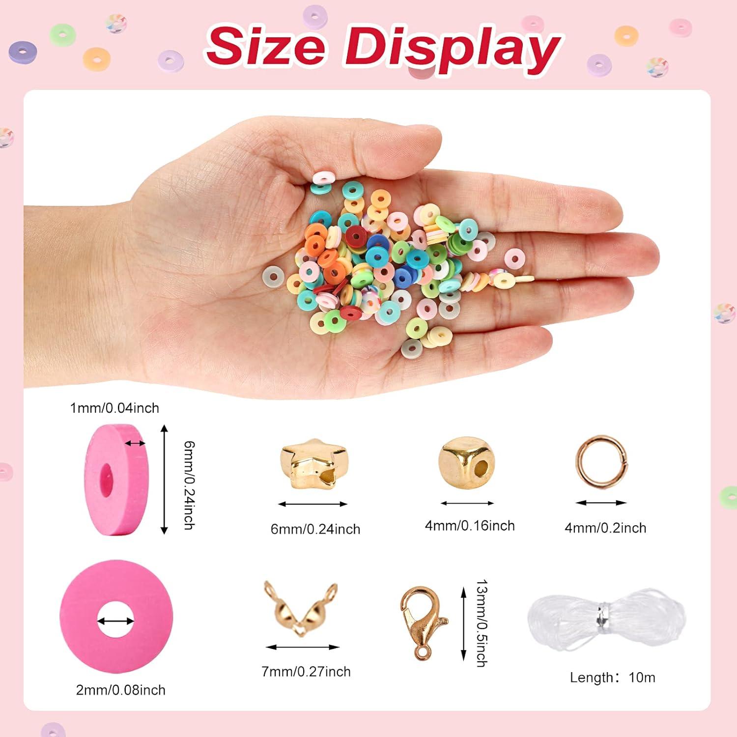 1 Box Clay Beads for Jewelry Making Bracelet Kit,Flat Round