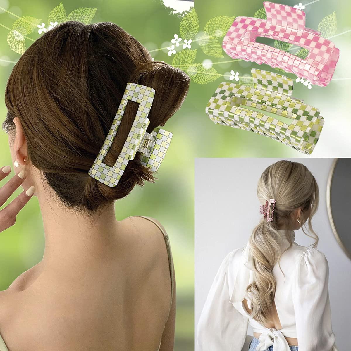 2pcs Women's Summer Minimalist Style Clear Square Hair Claw Clips