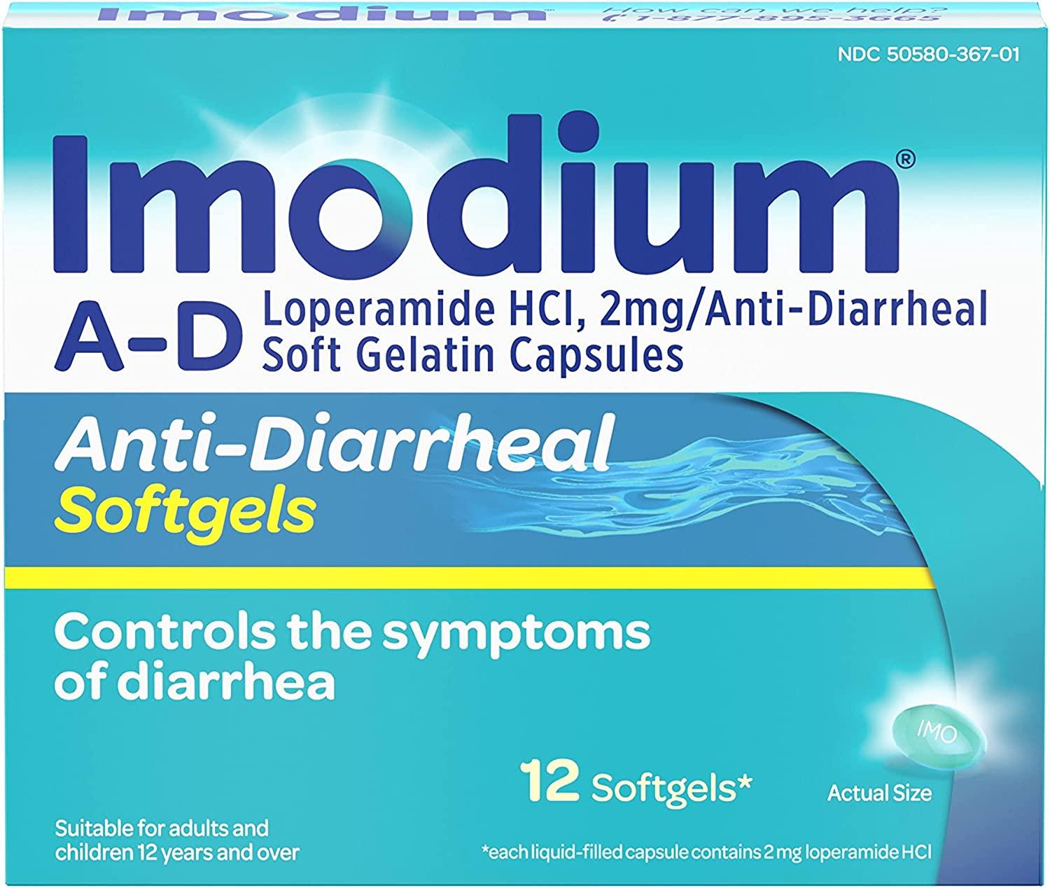 Imodium AD AntiDiarrheal Medicine Softgels, 2 mg Loperamide