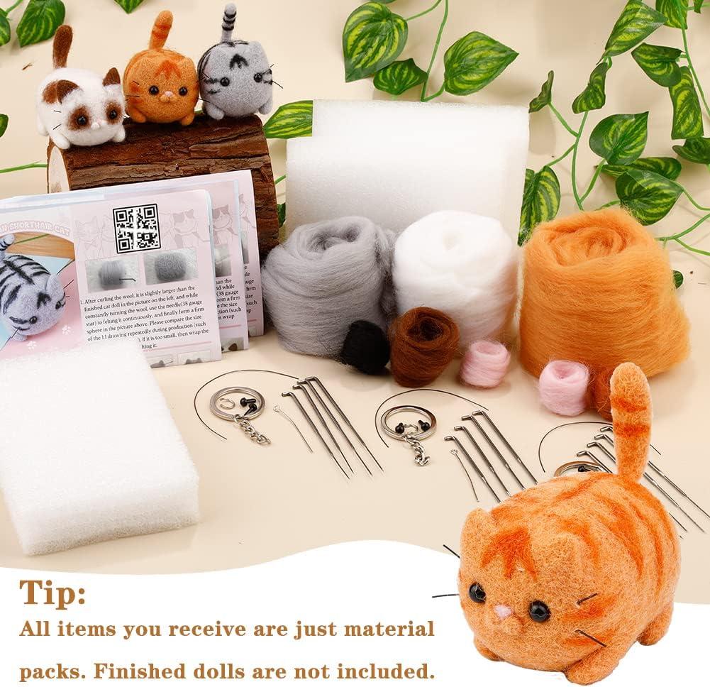 Cats Needle Felting Kit for Beginners DIY Gift Wool Felting Kit English  Manual