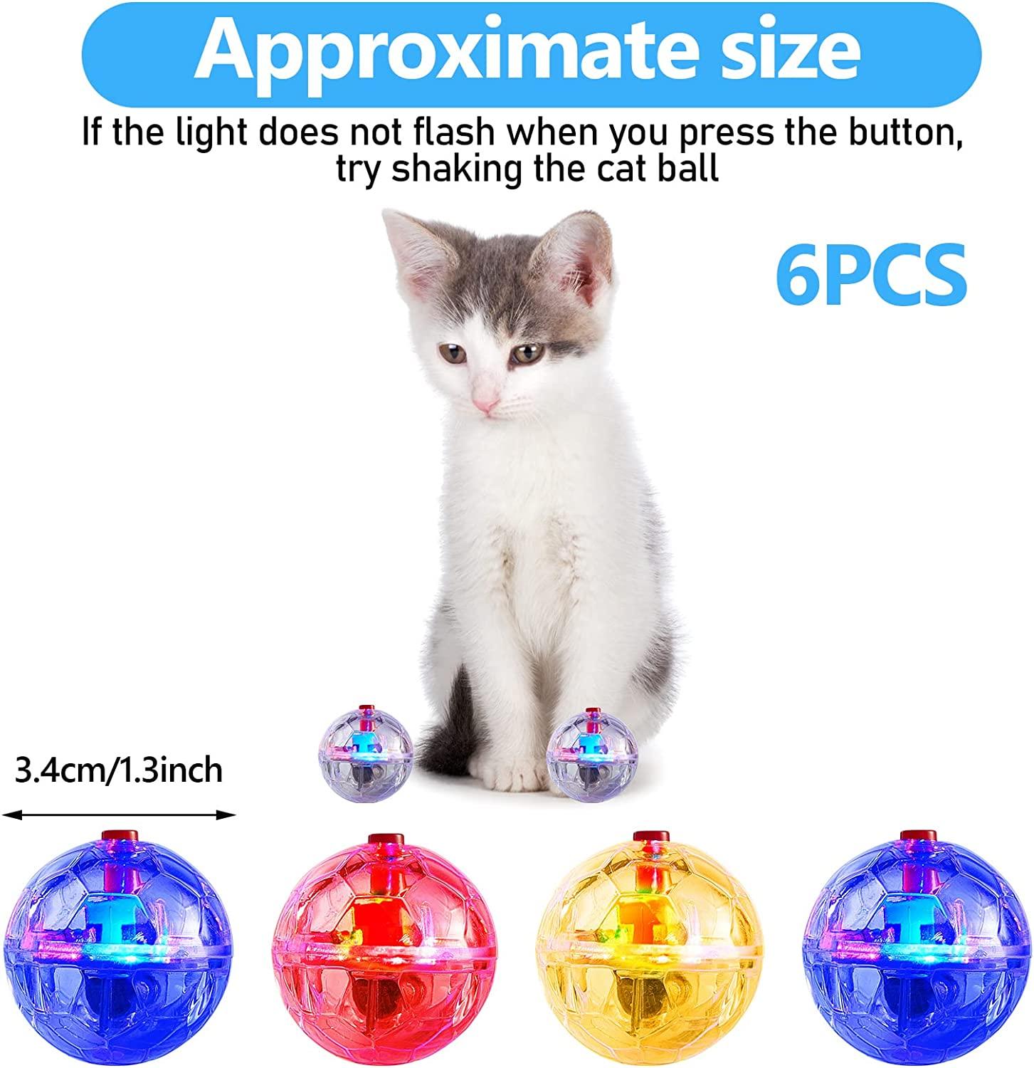 6 Pieces Ghost Hunting Cat Ball Activated Cat Toy Ball Motion LED