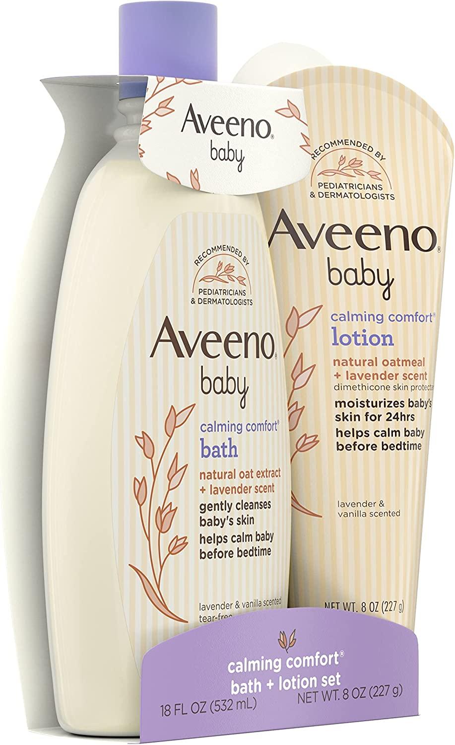 Aveeno Baby Calming Comfort Bath & Lotion Set Night time Baby Skin Care