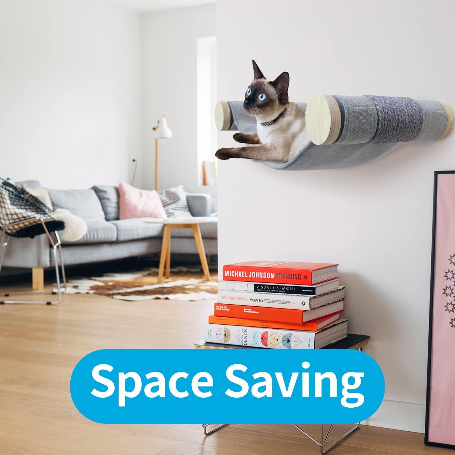 All for Paws Wall Mounted Cat Scratcher Hammock, Cat Shelf Lounge Bed for Indoor Cats, Hold up