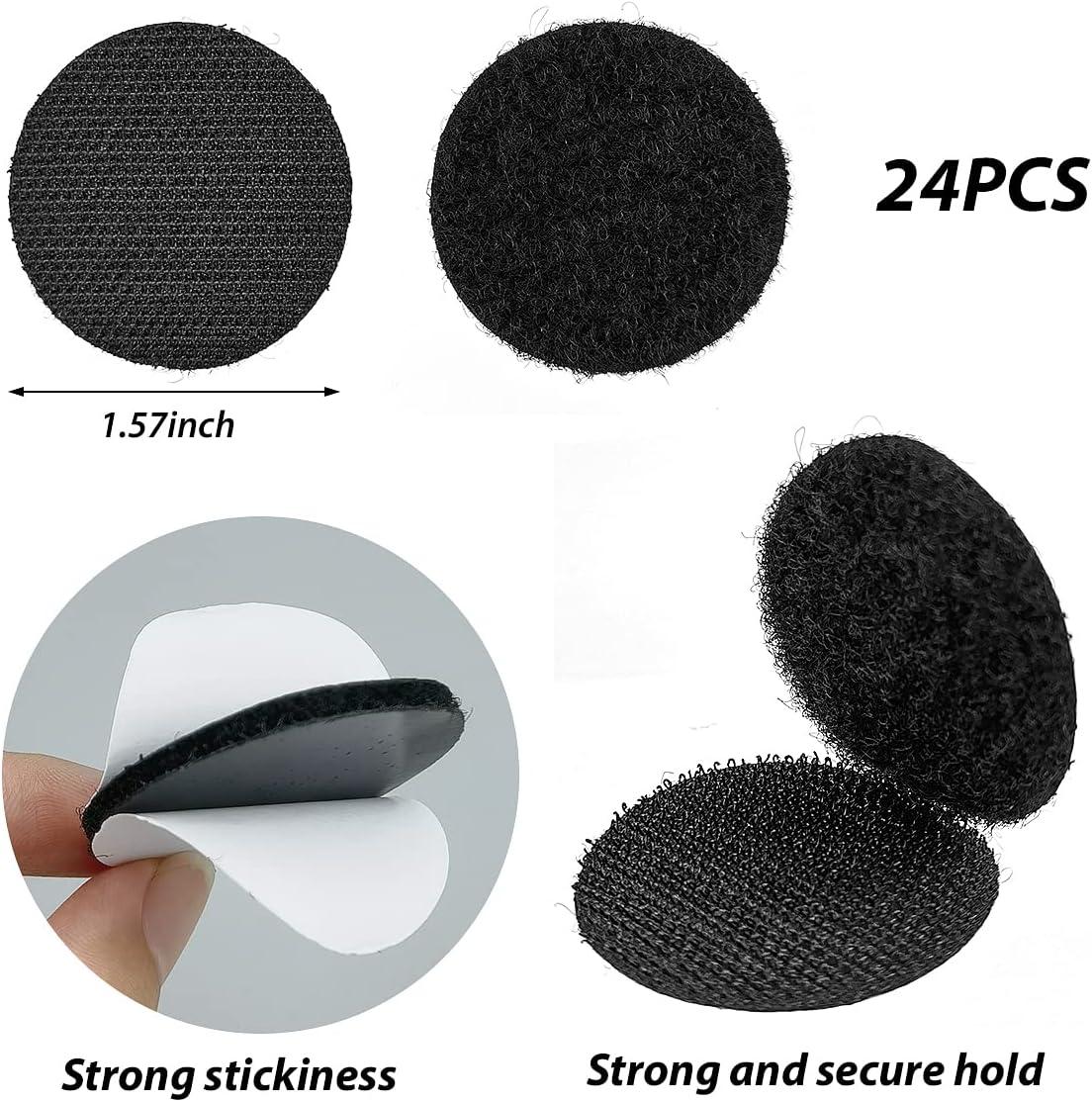 Fantasyon 24 Pairs 1.5 Inch Round Hook and Loop Dots Black Double Sided  Sticky Tape Self Adhesive Nylon Sticky Back Strips Hook Loop Fasteners  Coins for Home Office Car Phone Mount 1.5
