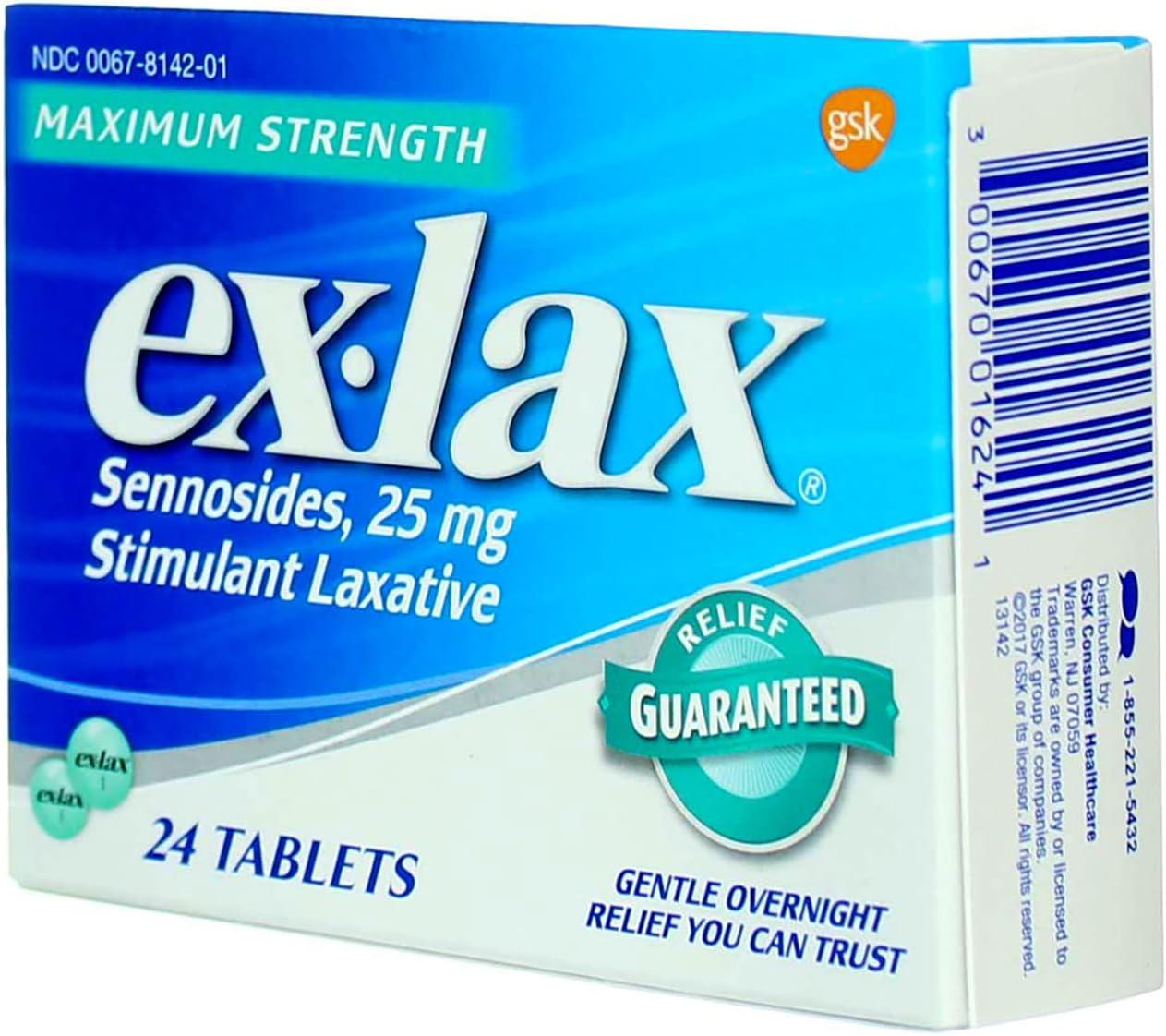 ExLax Max Relief Pills Size 24s ExLax Maximum Strength Laxative 24