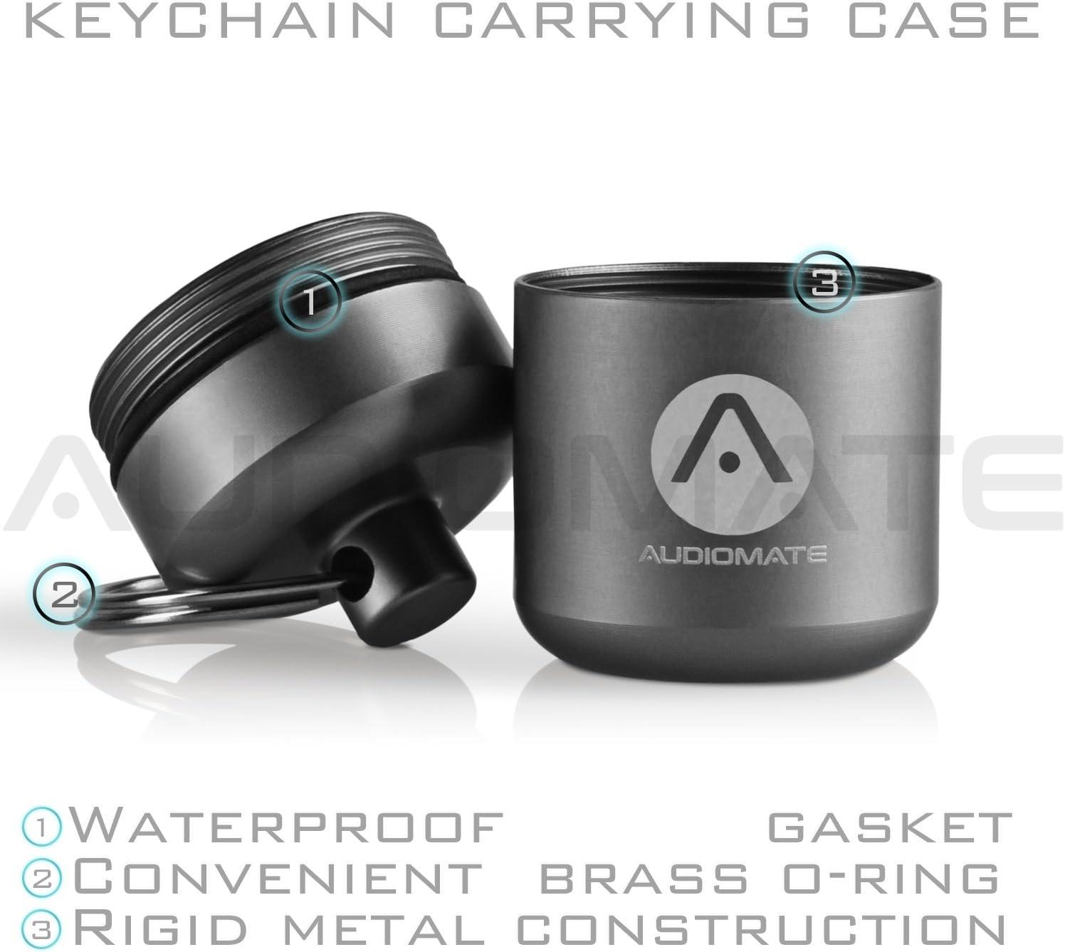 Audiomate HighFidelity Earplugs with Metal Keychain Carry Case and 2