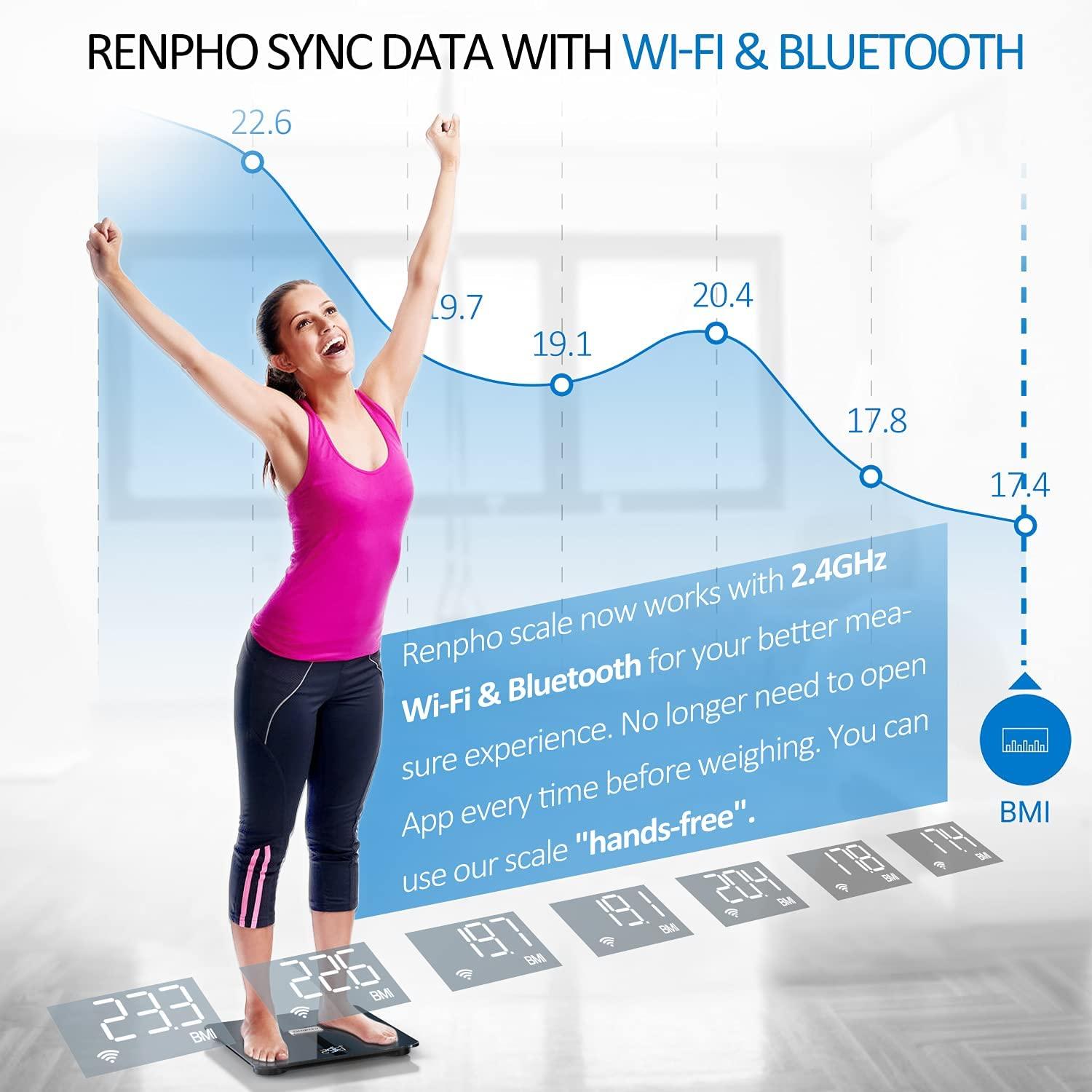RENPHO Bluetooth Body Fat Scale, Smart BMI Scale,13 Body