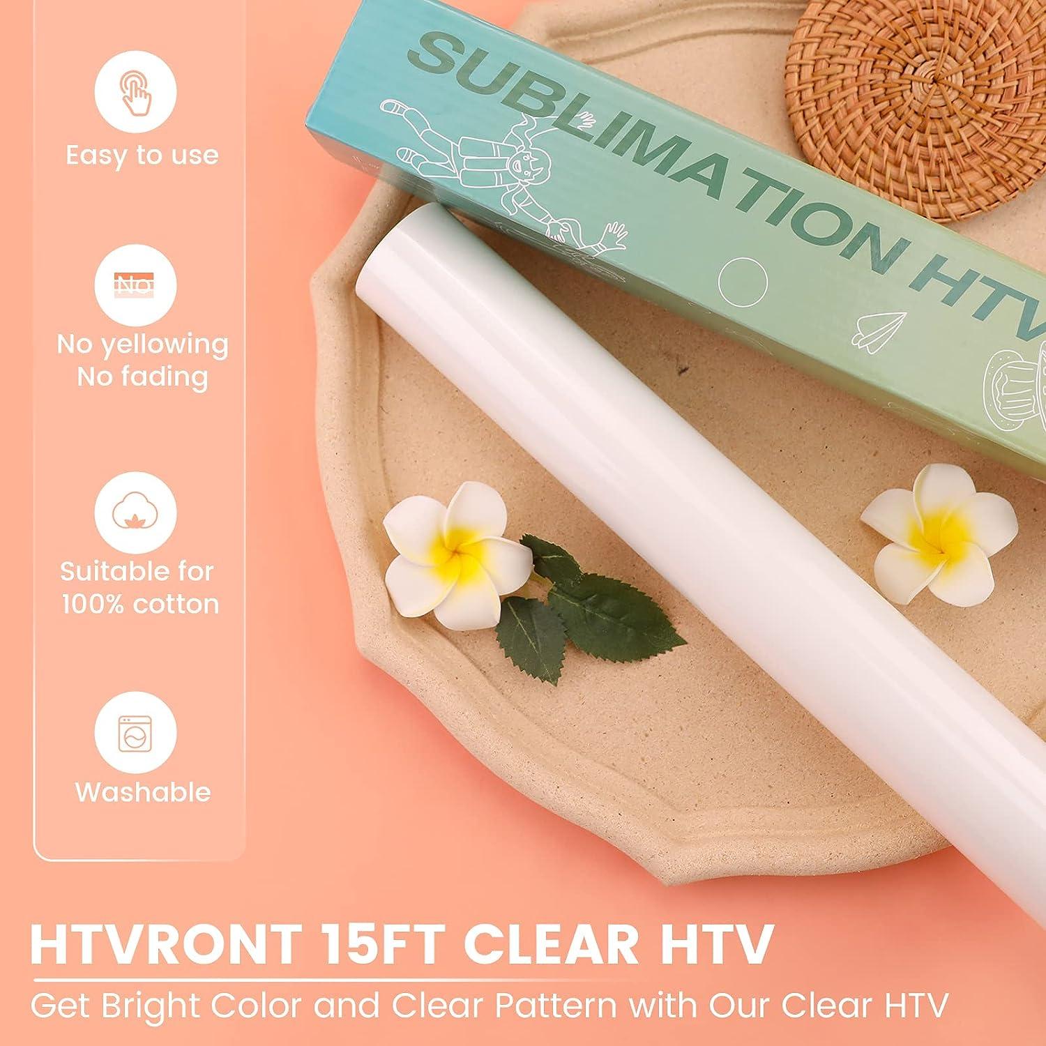 Clear htv Vinyl for Sublimation,Matte Sublimation Vinyl for Light Colored  Fabrics Cotton, Long Lasting Bright Colors Non-Fading Sublimation HTV