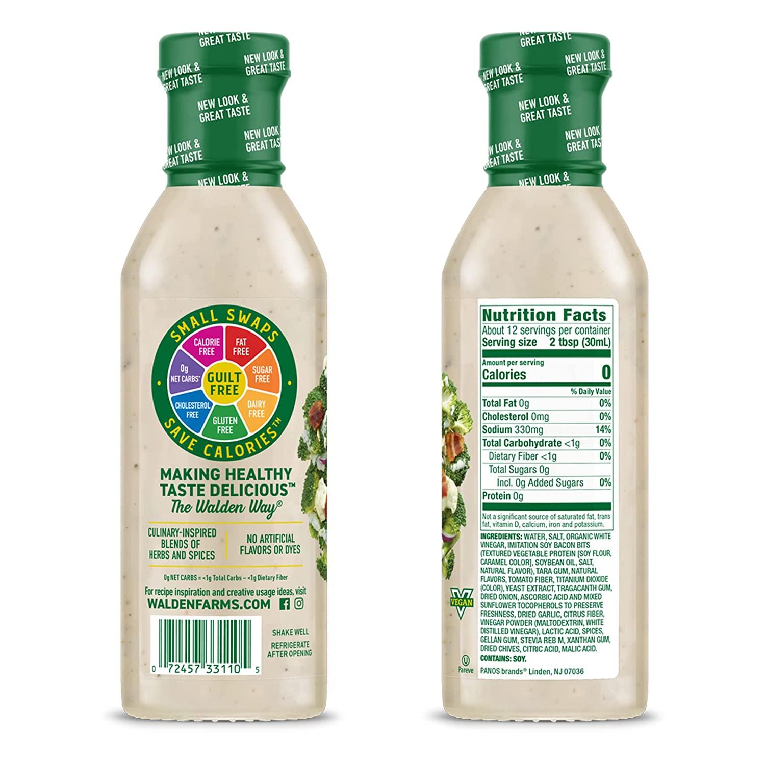 Walden Farms Bacon Ranch Dressing 12 oz - Sugar Free, 0g Net Carbs, 2 Pack  12 Fl Oz | Buy Now with Express International Delivery | GoSupps.com