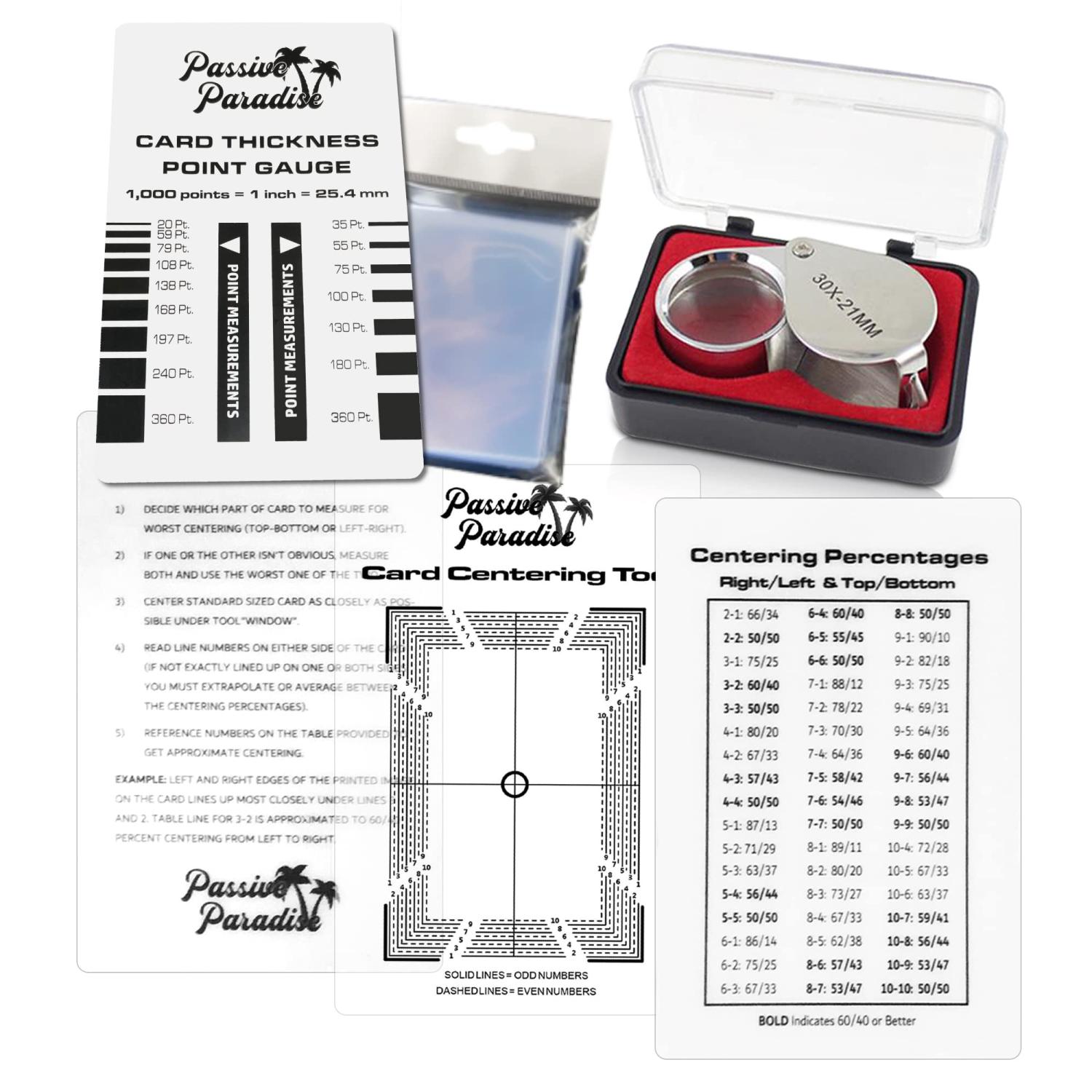 Passive Paradise Card Thickness Point Gauge Tool &amp; 100 Penny Sleeve ...
