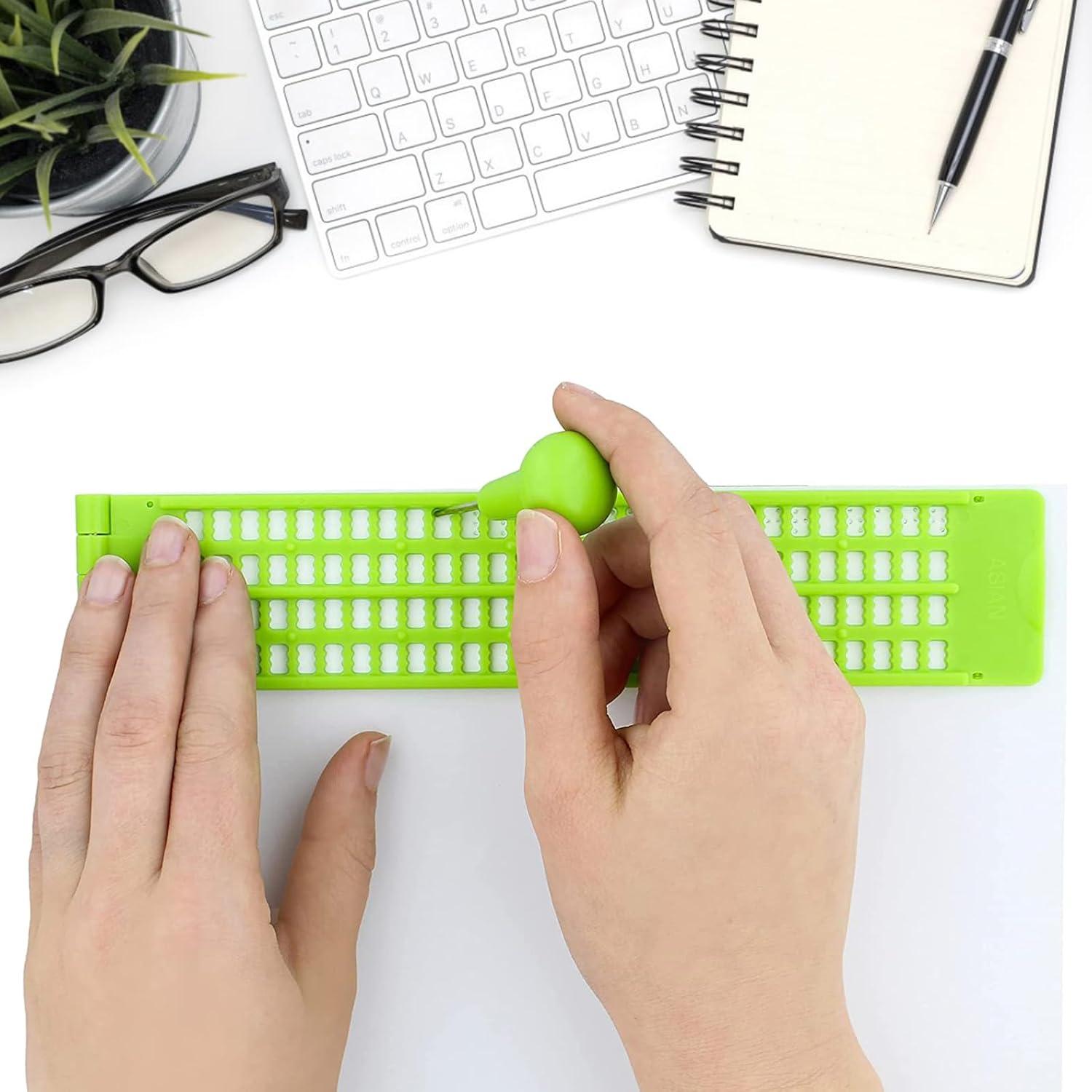 Braille Writing Tool - 4-Line 28-Cell Braille Fingerboard & Learning ...