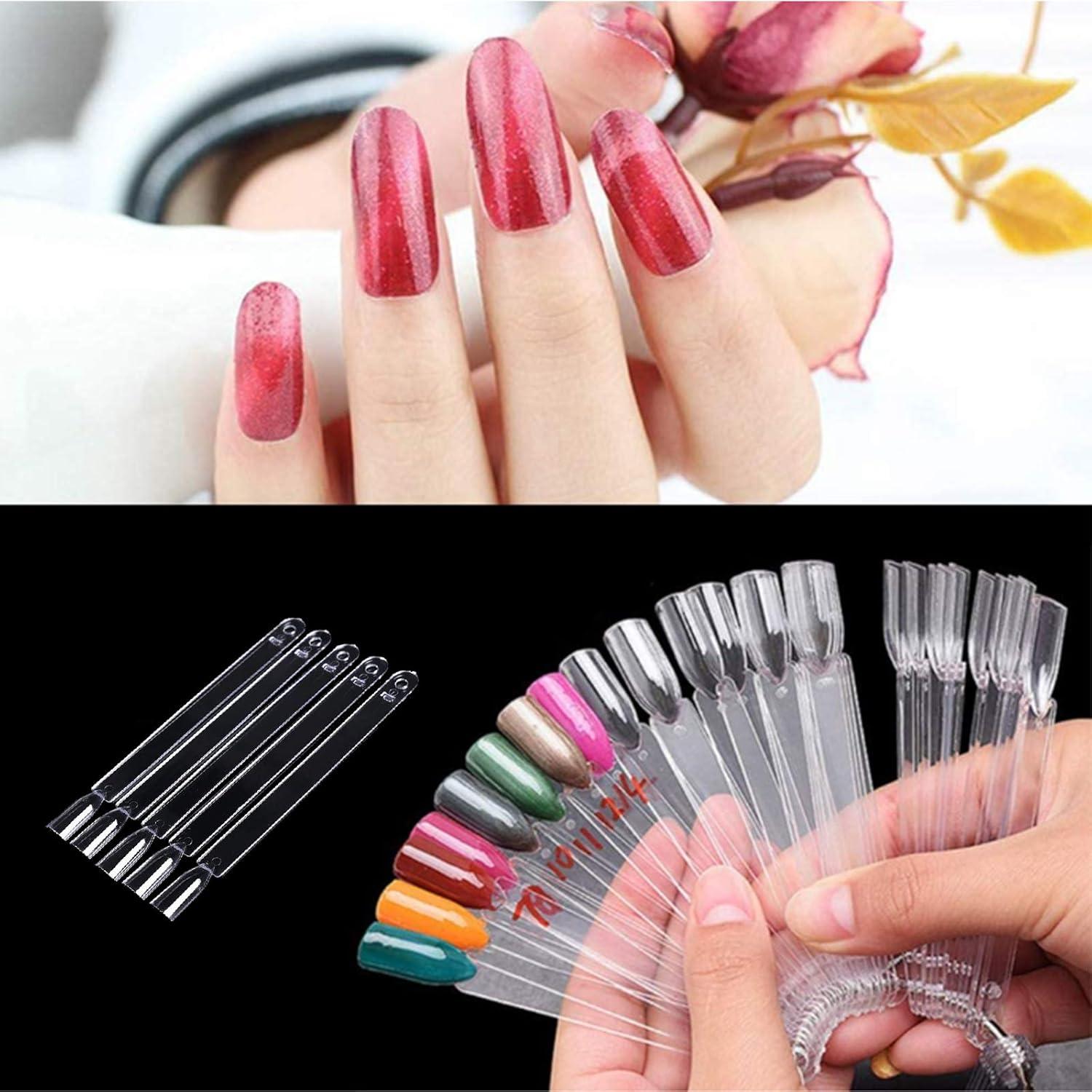 100 Pieces Nail Tips Display Swatches | Transparent Nail Art Tips ...