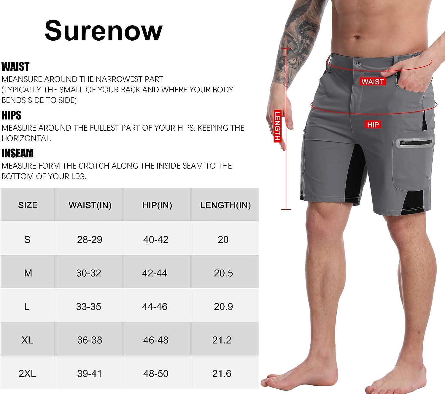 Surenow Men's Hiking Cargo Shorts Lightweight Quick-Dry Shorts Summer  Outdoor Fishing Shorts Camping Travel Shorts for Men Grey Large