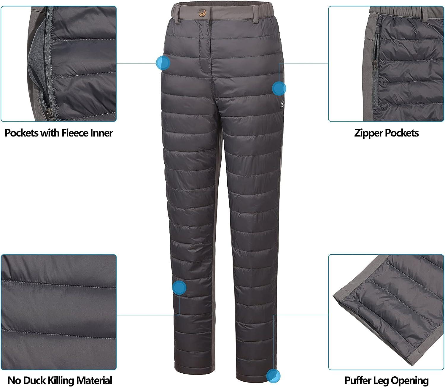 Little Donkey Andy Women's Fleece Lined Hiking Ski Snow Pants, Winter  Windproof Softshell Pants, Warm and Water Repellent Light