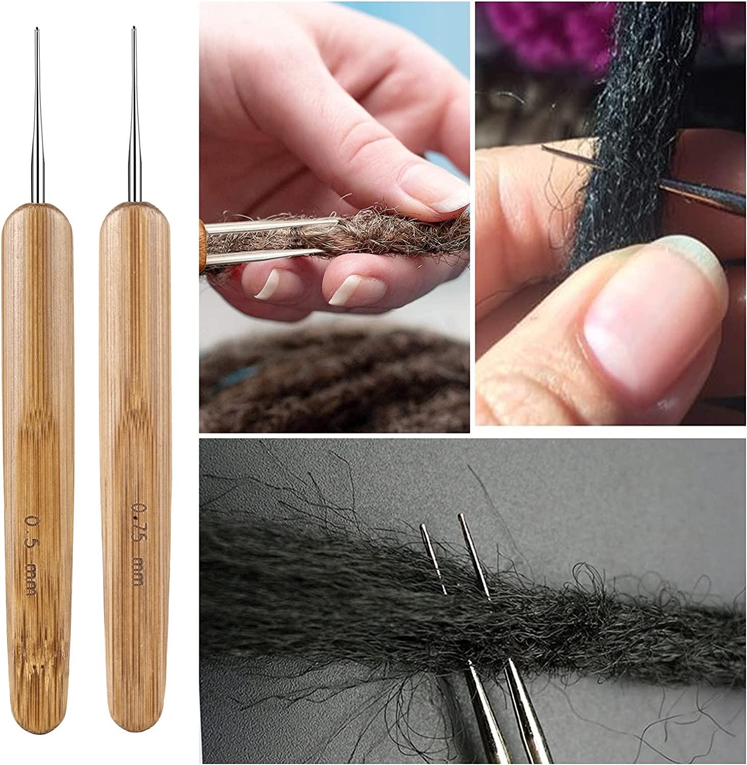 Vodiye Dreadlock Crochet Hook for Hair, 0.5mm 0.75mm Steel Locs Crochet  Needle for Hair, Professional Dreadlock Crochet Needle with Bamboo Handle,  Dreadlocks Beads Mixed Golden Silver for Braid Craft