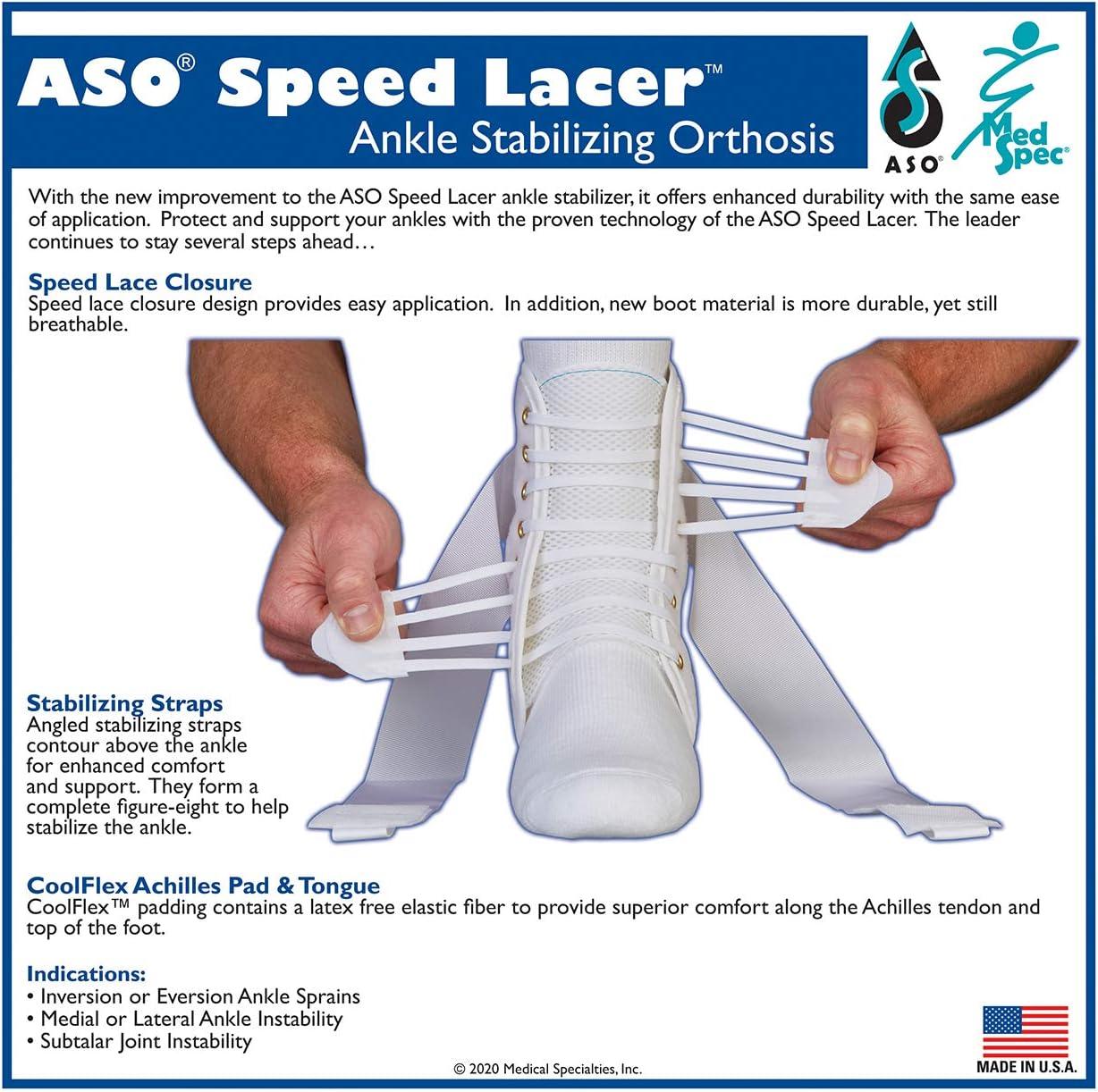 Med Spec ASO Ankle Stabilizer Orthosis Speed Lacer Black (Large