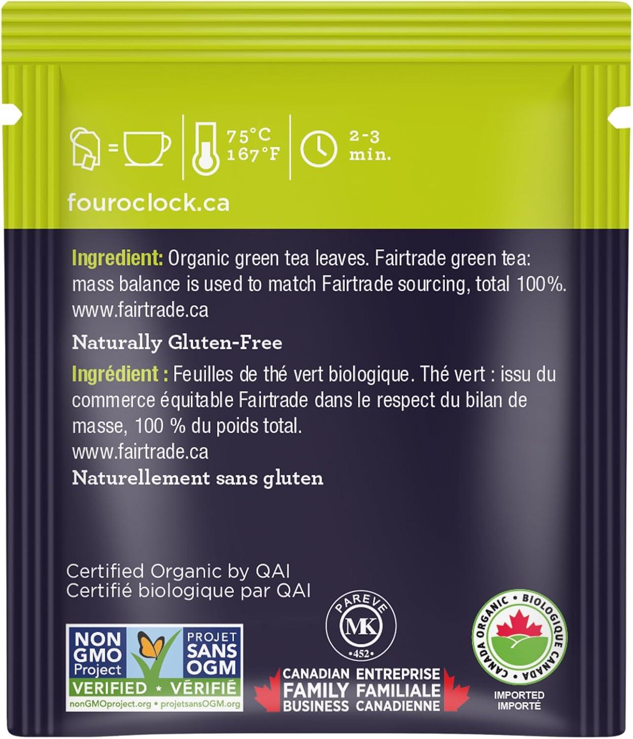 Four O'Clock Green Tea Organic Fairtrade Non-Gmo Kosher Gluten