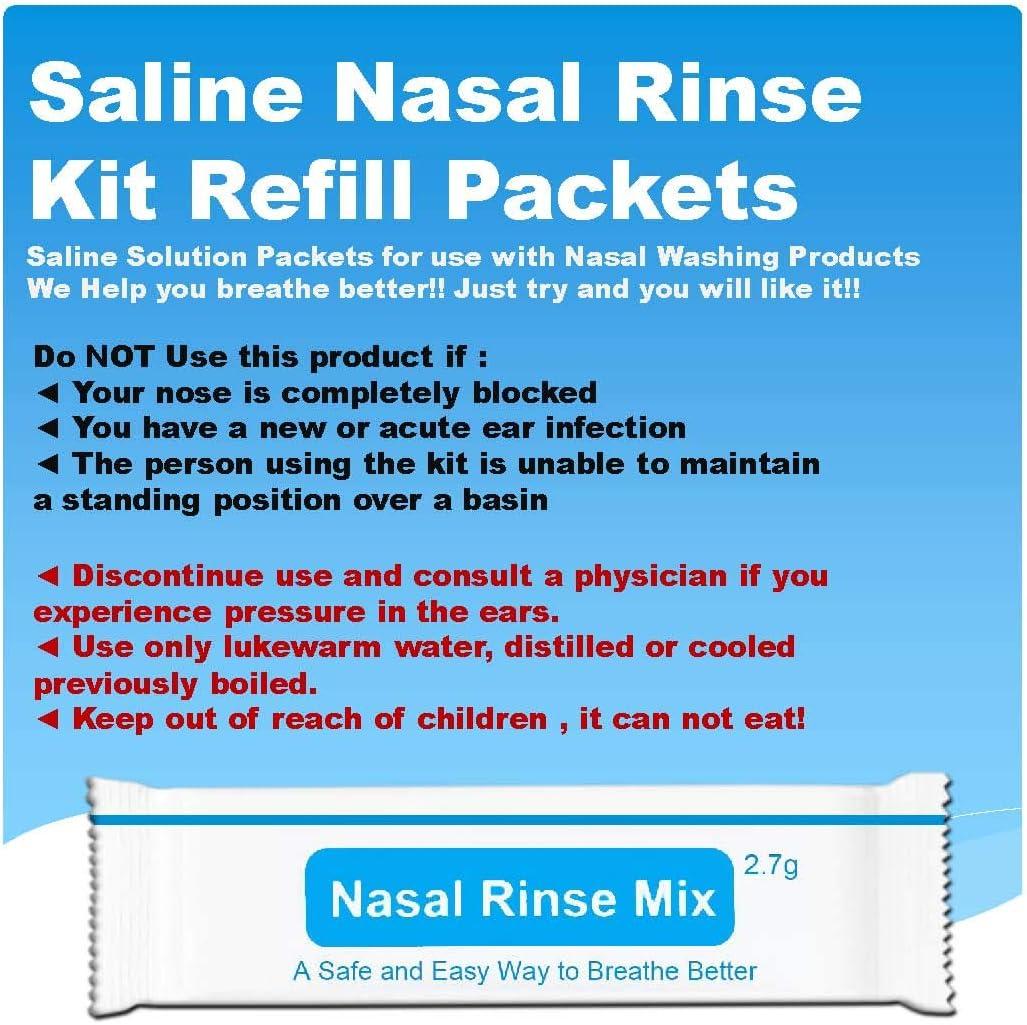 TONELIFE 80 Count Nasal Rinse Mix + 2 Nose Sprayer - Nasal Salt 2.7g Each  Pouch, Refill Kit, 80 Buffered Salt Packets