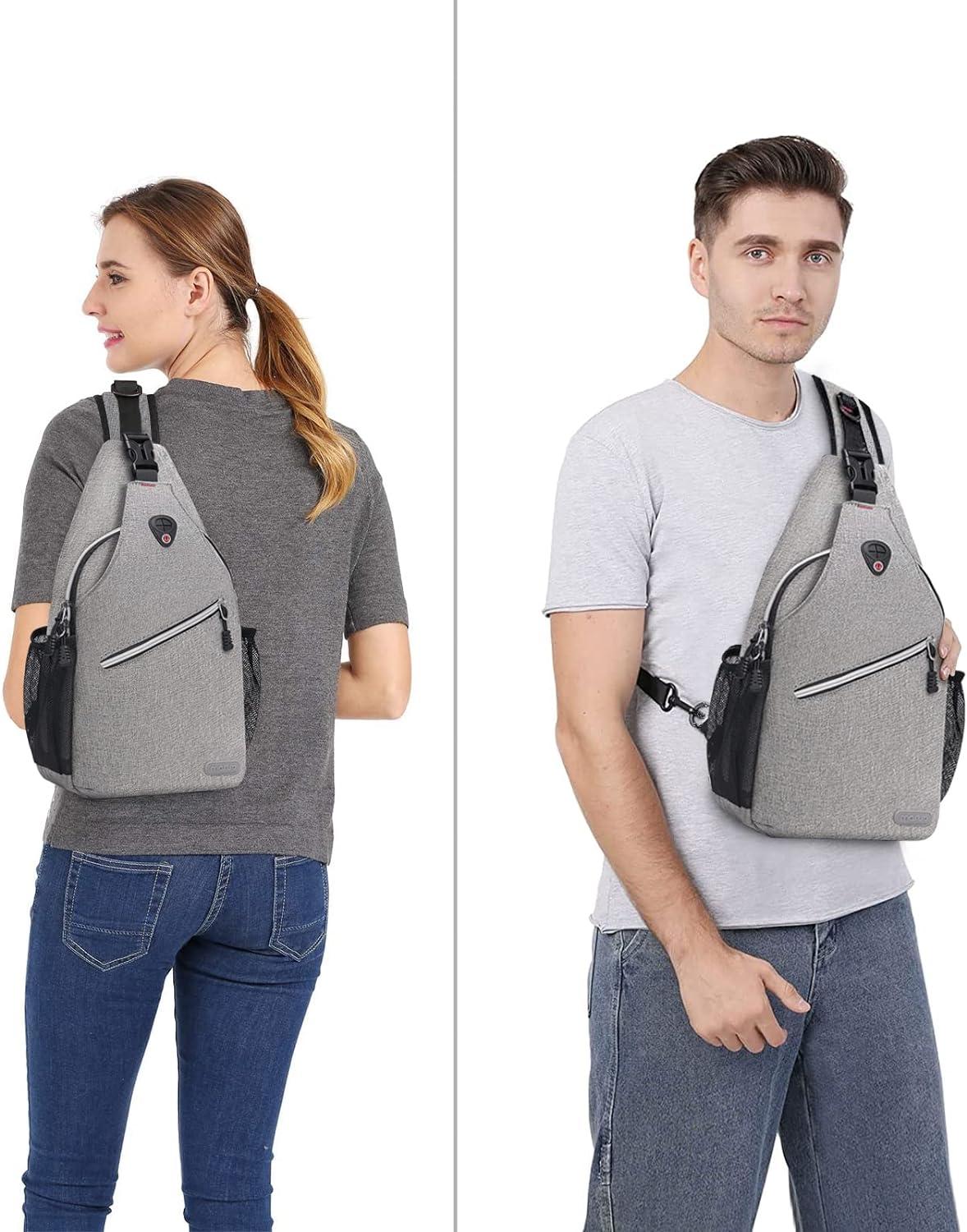 MOSISO Sling Backpack Multipurpose Crossbody Shoulder Bag Travel Hiking  Daypack Gray