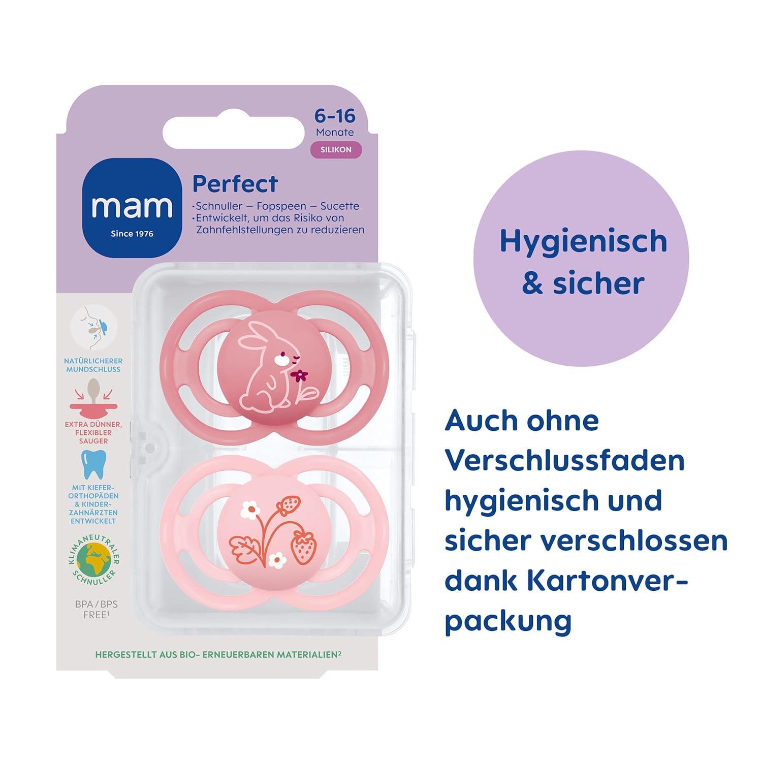 Mam Perfect Schnuller Set of 2 - Eco-Friendly Baby Pacifiers for ...