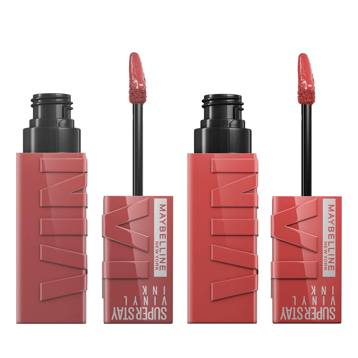Maybelline Super Stay Vinyl Ink Lipstick Bundle Peachy & Cheeky (2 Count)