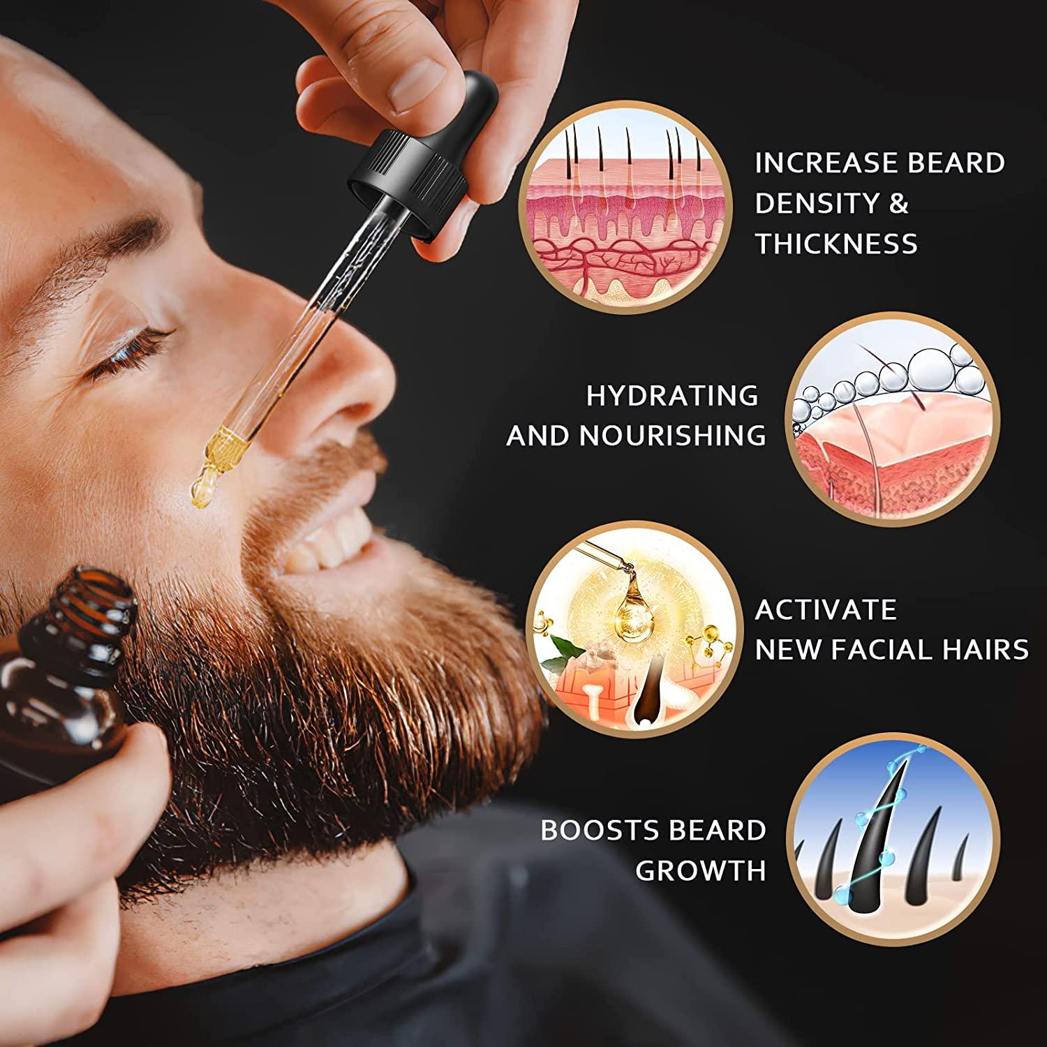 Beard Growth Oil With Biotin Caffeine For Men Beard Growth Serum Stimulate Beard  Growth Promote Hair Regrowth Facial Hair Treatment Full Longer Masculine  Thick Male Beard Gift