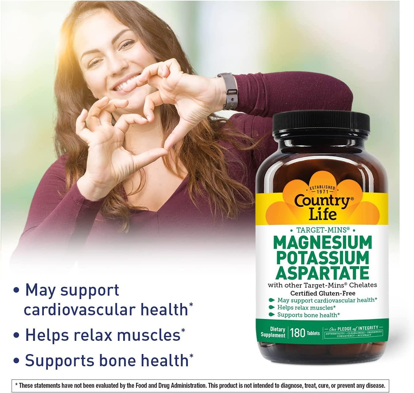 Country Life TargetMins Magnesium Potassium Aspartate 180 Tablets