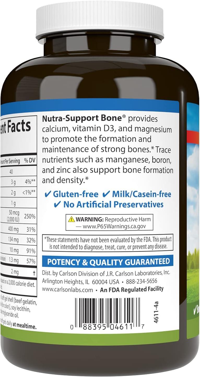 Carlson NutraSupport Bone Calcium Magnesium & Vitamin D3 Bone Health