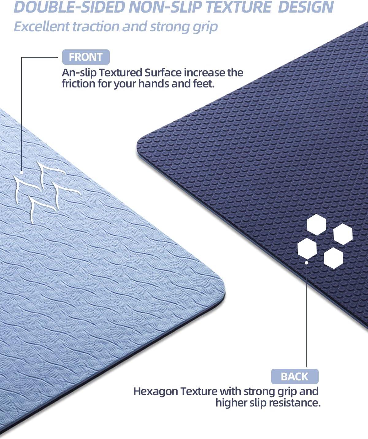 thumbnail image 2 of COOLMOON Non-Slip TPE Yoga Mat 1/4 Inch Thick - 72x24 Inch Exercise Mat With Carrying Strap 2 of 4