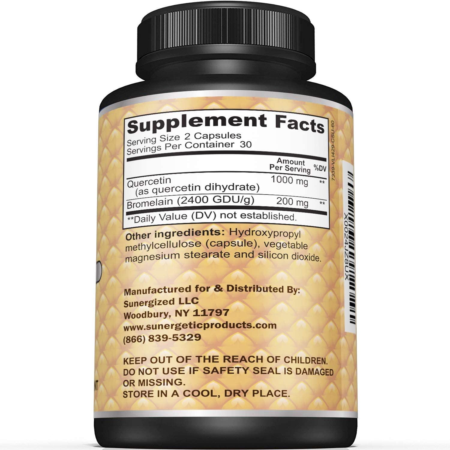 Premium Quercetin & Bromelain Supplement Powerful Quercetin Bromelain