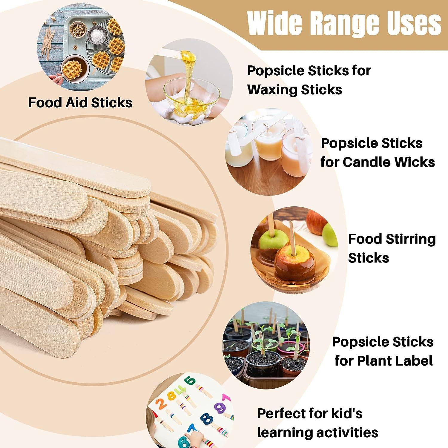 Sukh Popsicle Sticks for-Crafts - 200 PCS Craft Popsicle Sticks 4.5 inch  Wooden Multi-Purpose Premium Wood for Waxing Crafting Paddle Ice Cream  Stirring Plant Labels DIY Art Projects Craft Stick Log Color*200