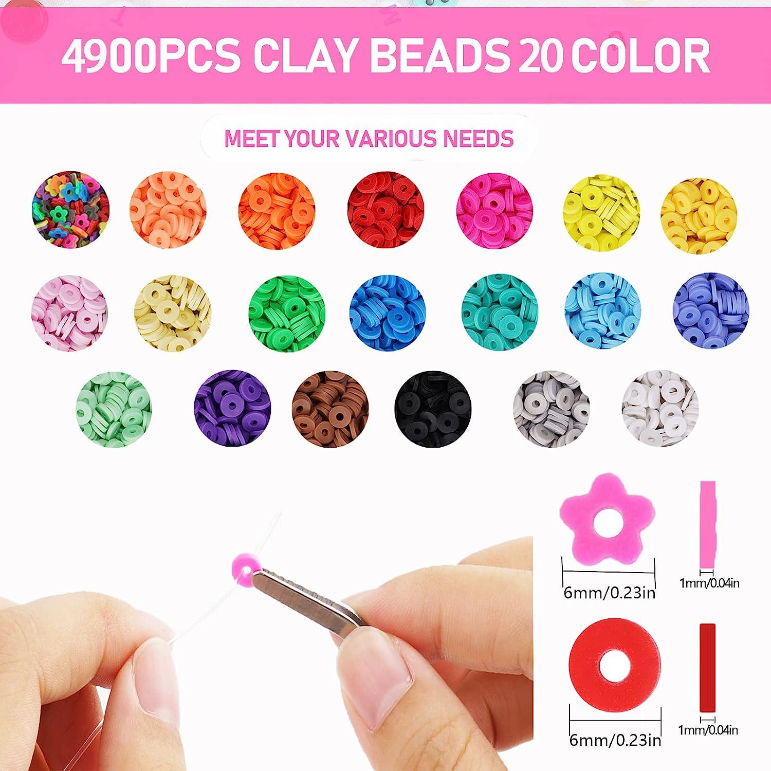 LZOUOWO 5300 Clay Beads for Bracelets Making Aesthetic Kit with Smiley Face  Beads Polymer Clay Flat Beads for Bracelets Set Heishi disc Beads and  Letter Beads for Girls Ages 8-12 5300pcs