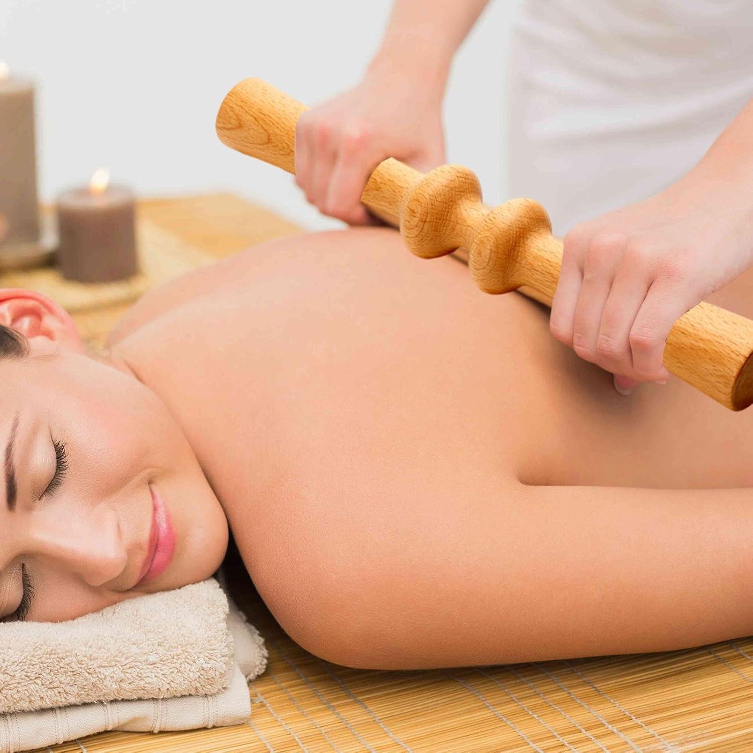 Youngwier Wooden Massage Scooters Manual Fascia Relief for Back