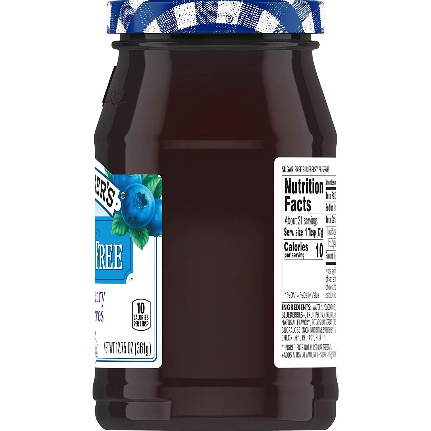 Smucker's Sugar Free Blueberry Preserves with Splenda 12.75 oz (Pack of