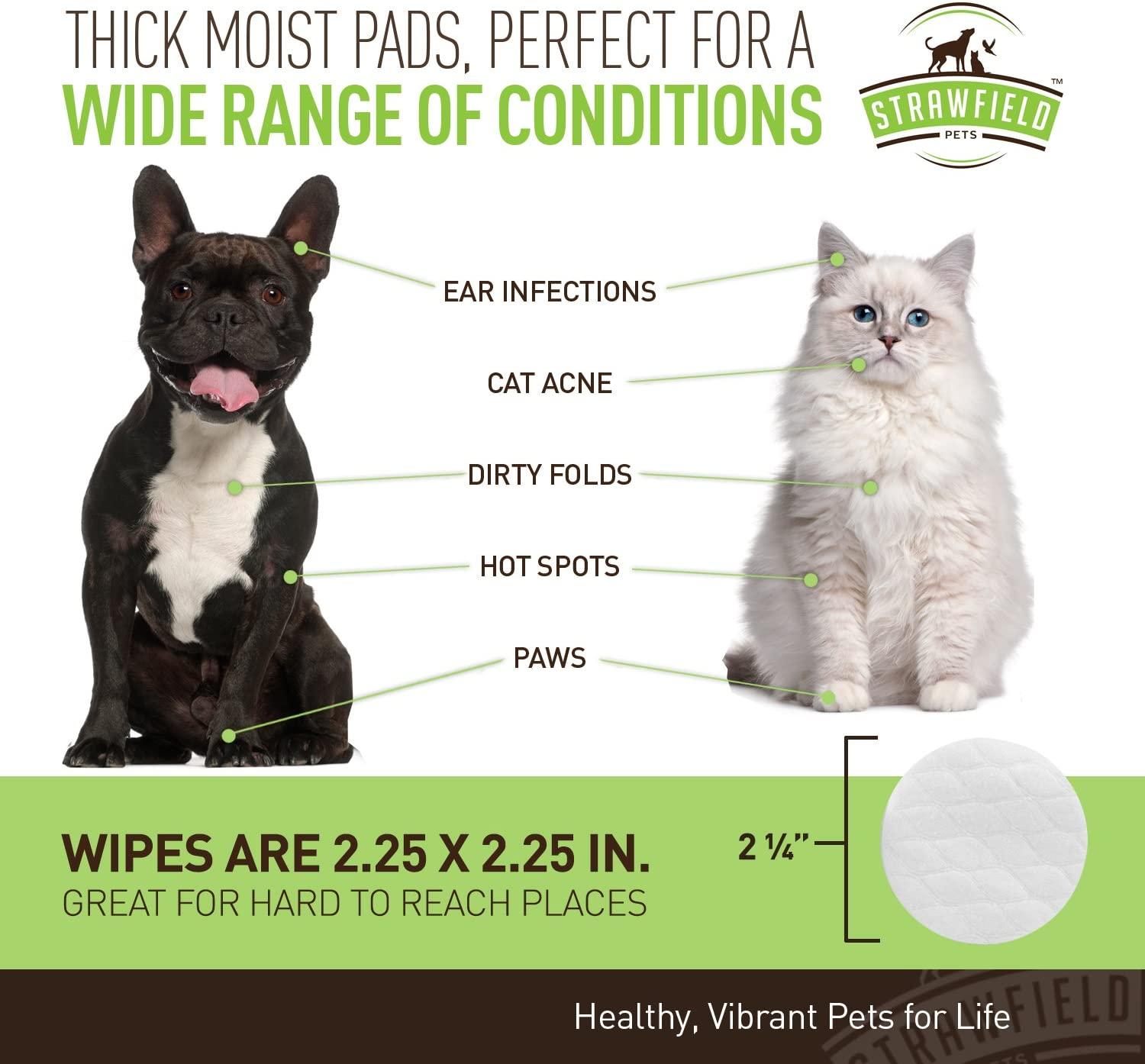 Chlorhexidine Wipes for Dogs & Cats 50 Pads with Ketoconazole & Aloe