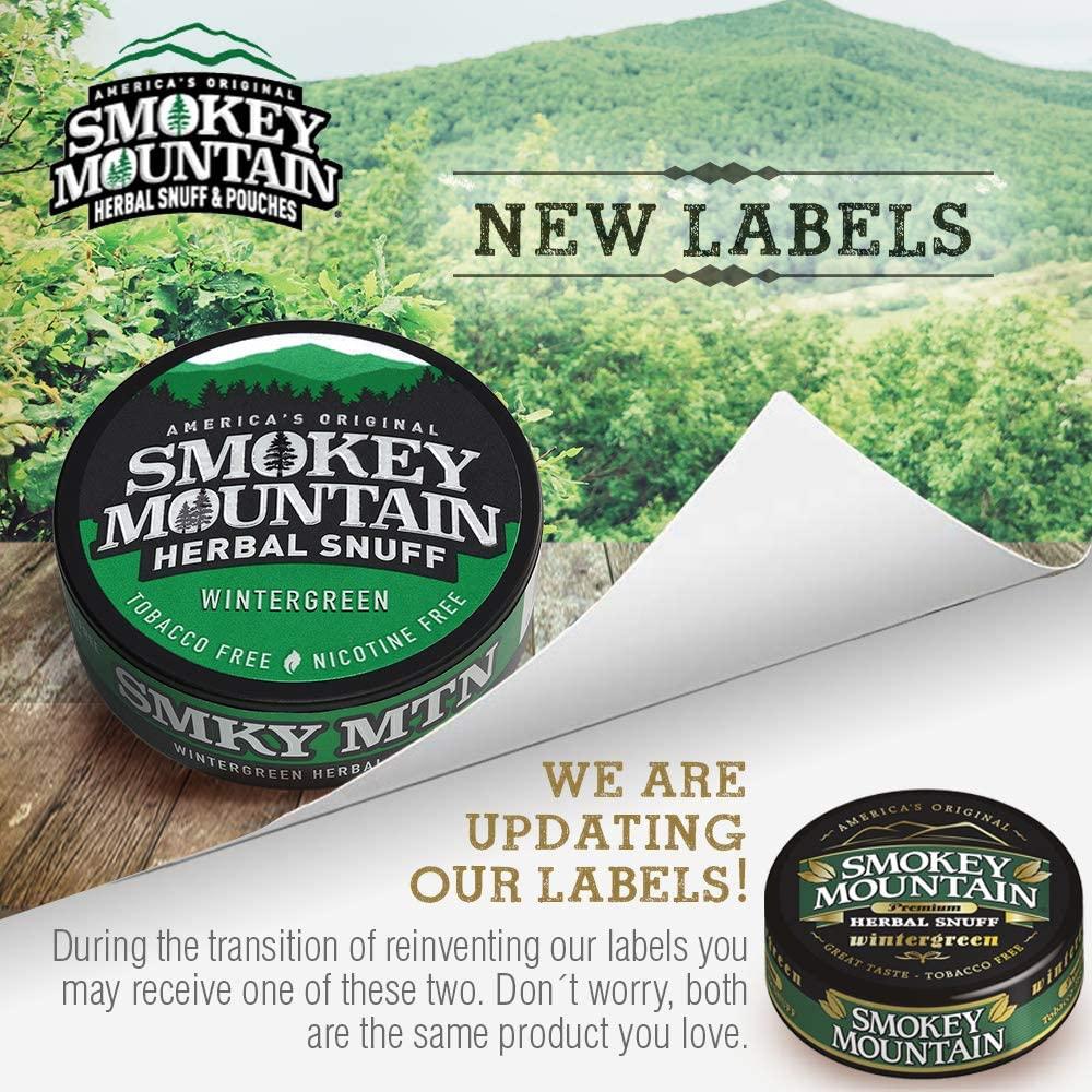 herbal chewing tobacco Smokey Mountain Herbal Wintergreen Long Cut Snuff - Tobacco and Nicotine  Free (5 Can Box) | Buy Now with Express International Delivery