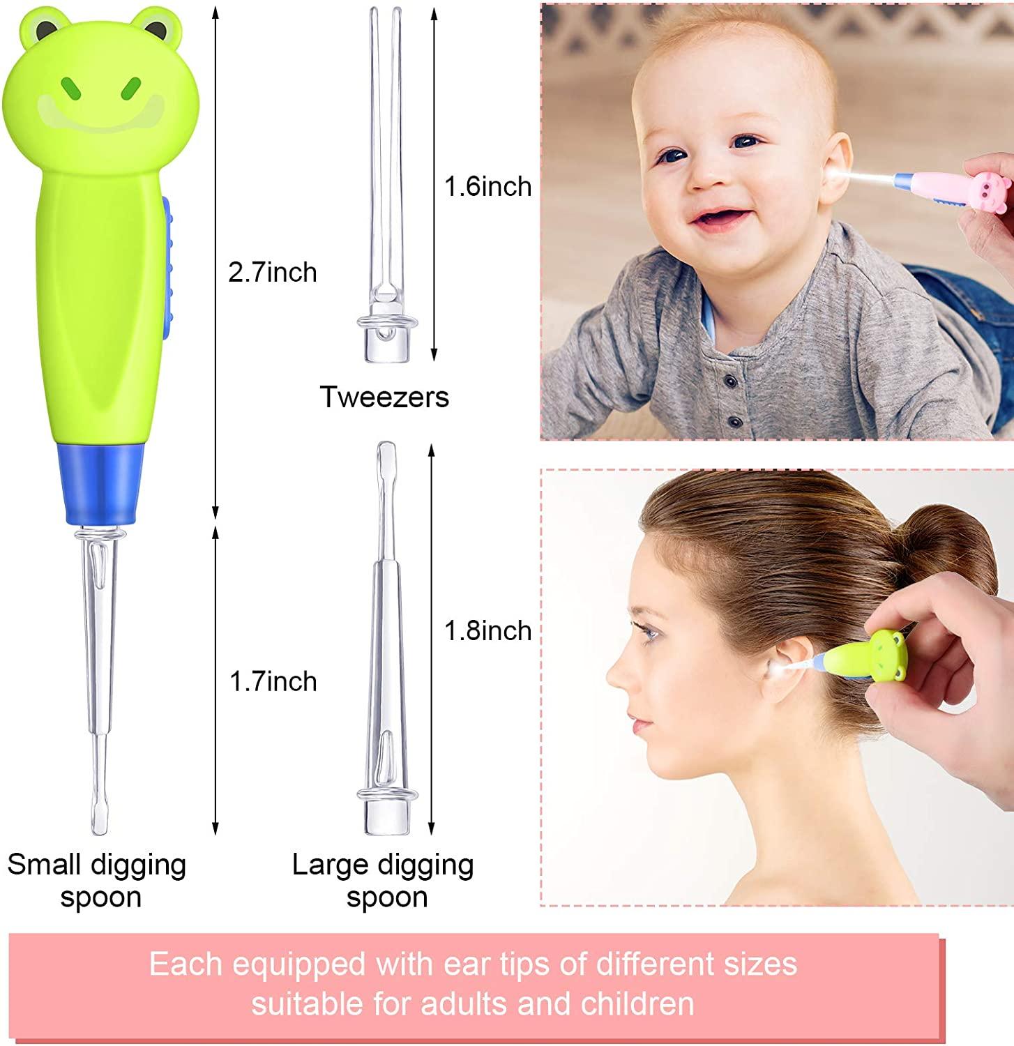 Tondiamo 4 Pieces Kids Ear Wax Removal LED Light Children Earwax