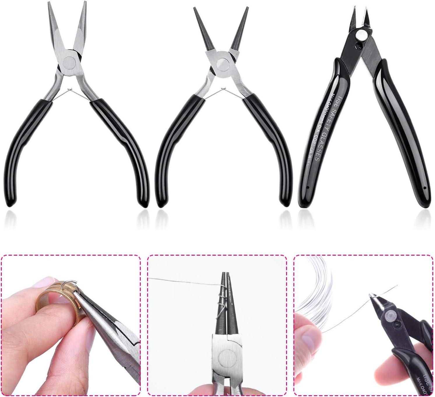 Jewelry Pliers Cridoz Beading Pliers Set with Needle Nose Pliers Round Nose  Pliers and Wire Cutter for Jewelry Making Beading Repair Supplies and  Crafting (set of 3)