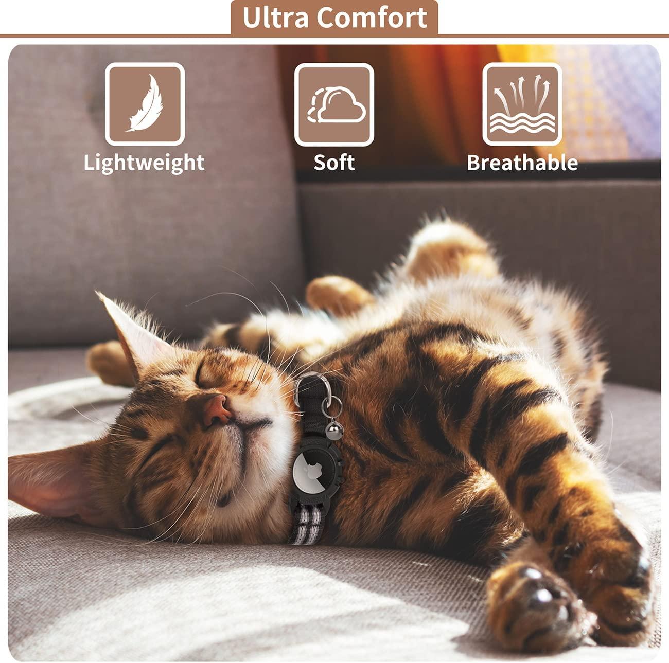 AirTag Cat Collar, FEEYAR Integrated Apple Air Tag Cat Collar