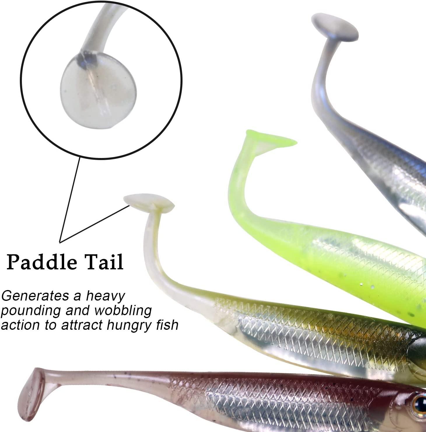 QualyQualy Soft Plastic Swimbait Paddle Tail Shad Lure Soft Bass Shad Bait  Shad Minnow Paddle Tail Swim Bait for Bass Trout Walleye Crappie 2.75in  3.14in 3.94in 5in 1# 3.14in - 6Pcs