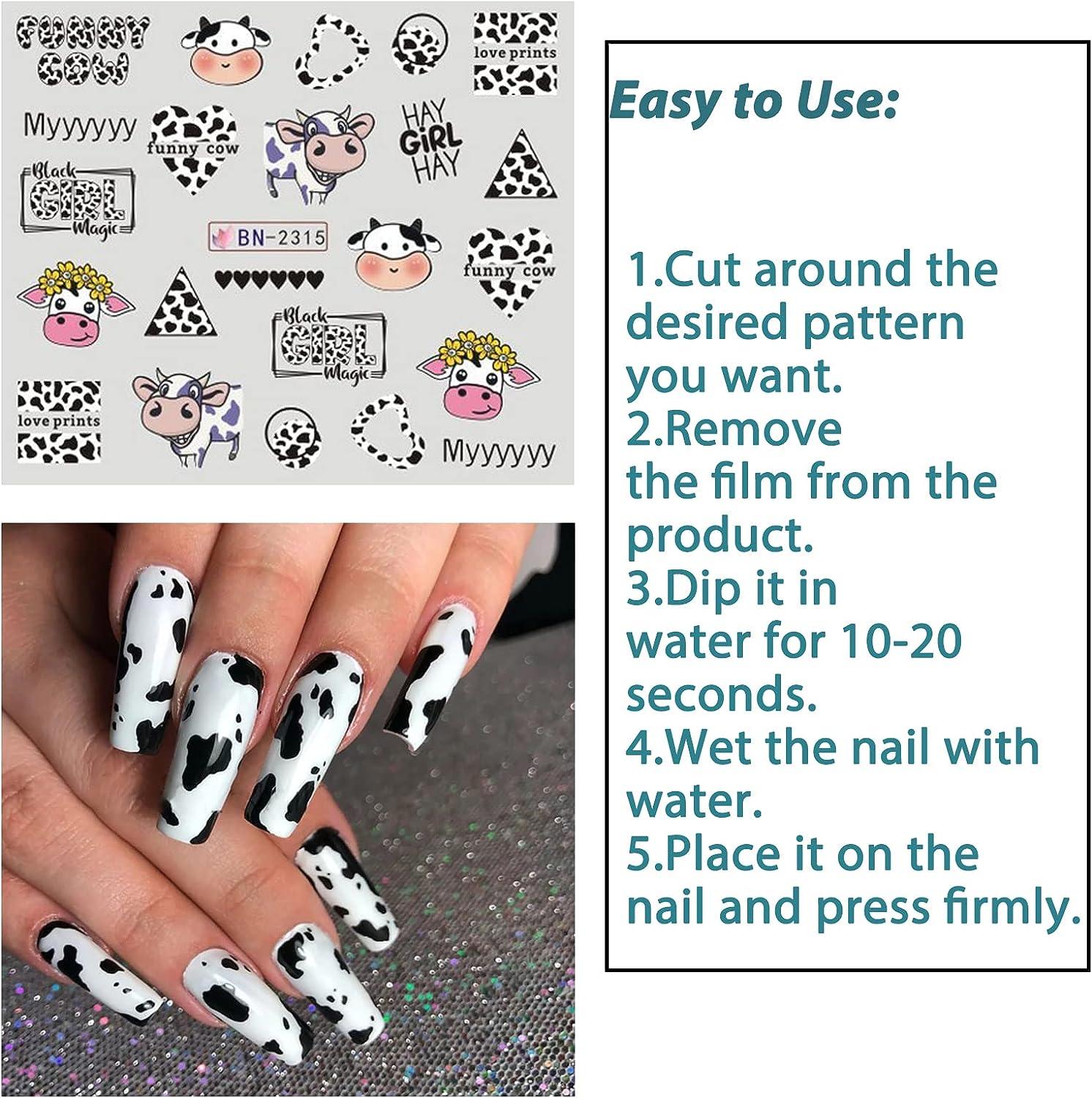 Day 131: Cow Print Nail Art | Cow nails, Short acrylic nails designs, Nail  art