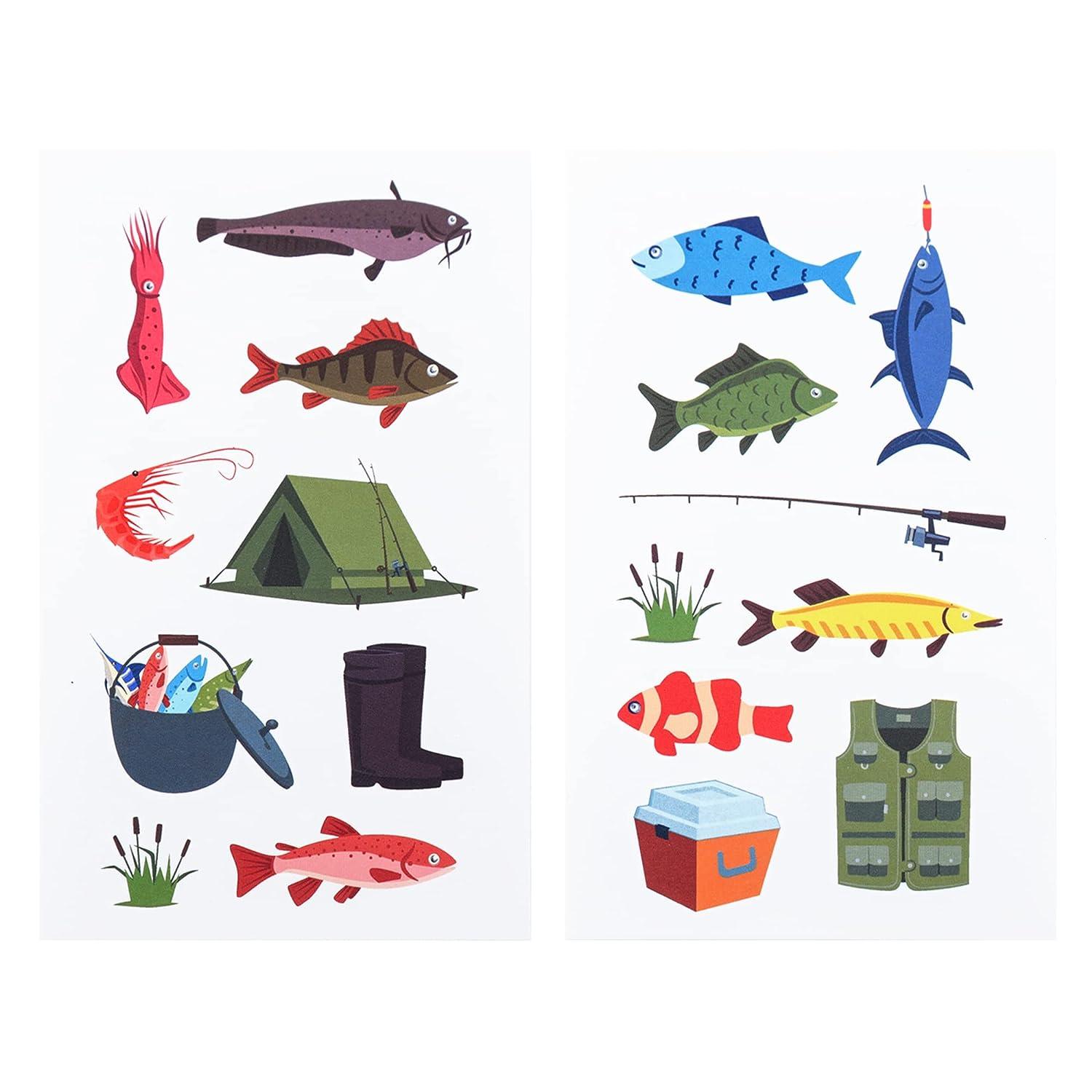 24 Sheets Gone Fishing Temporary Tattoos Birthday Decorations Gone Fishing  Party Favors