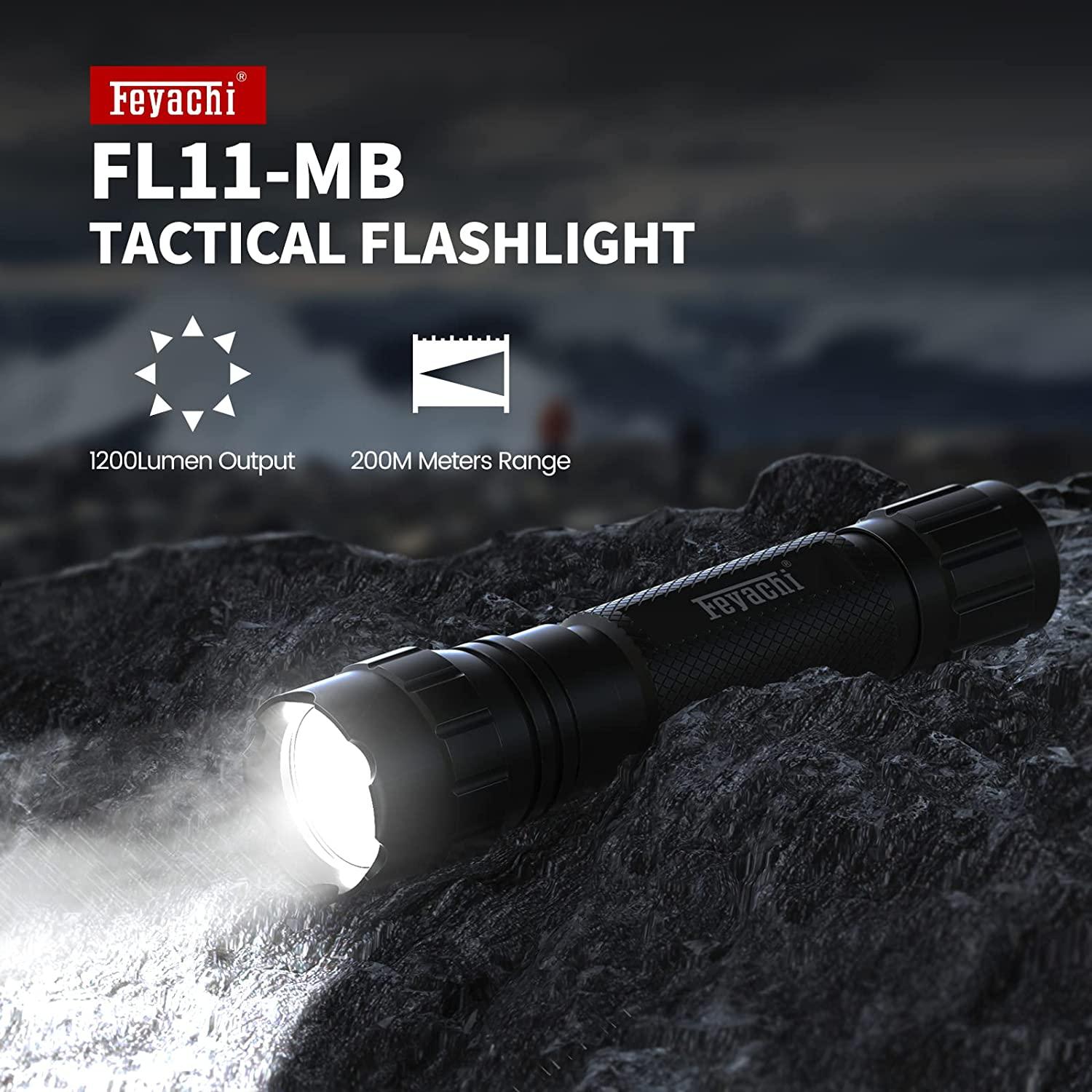 Feyachi FL11MB Tactical Flashlight 1200 Lumen Matte Black LED Weapon
