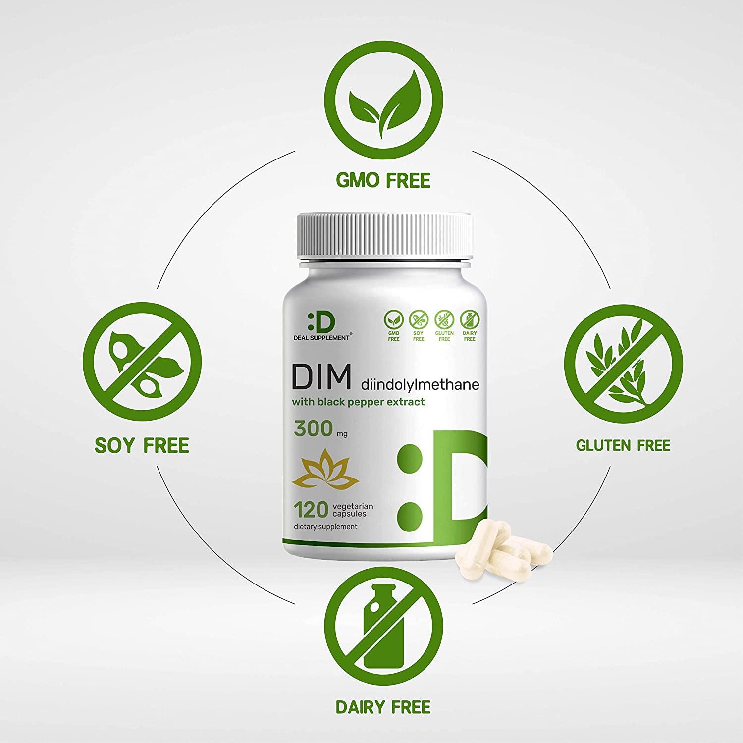 Diindolylmethane (DIM) Supplement 300mg 120 Veggie Caps 4 Months