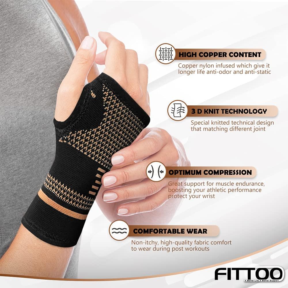 FITTOO Copper Wrist Compression Sleeve Improve Circulation & Relieve
