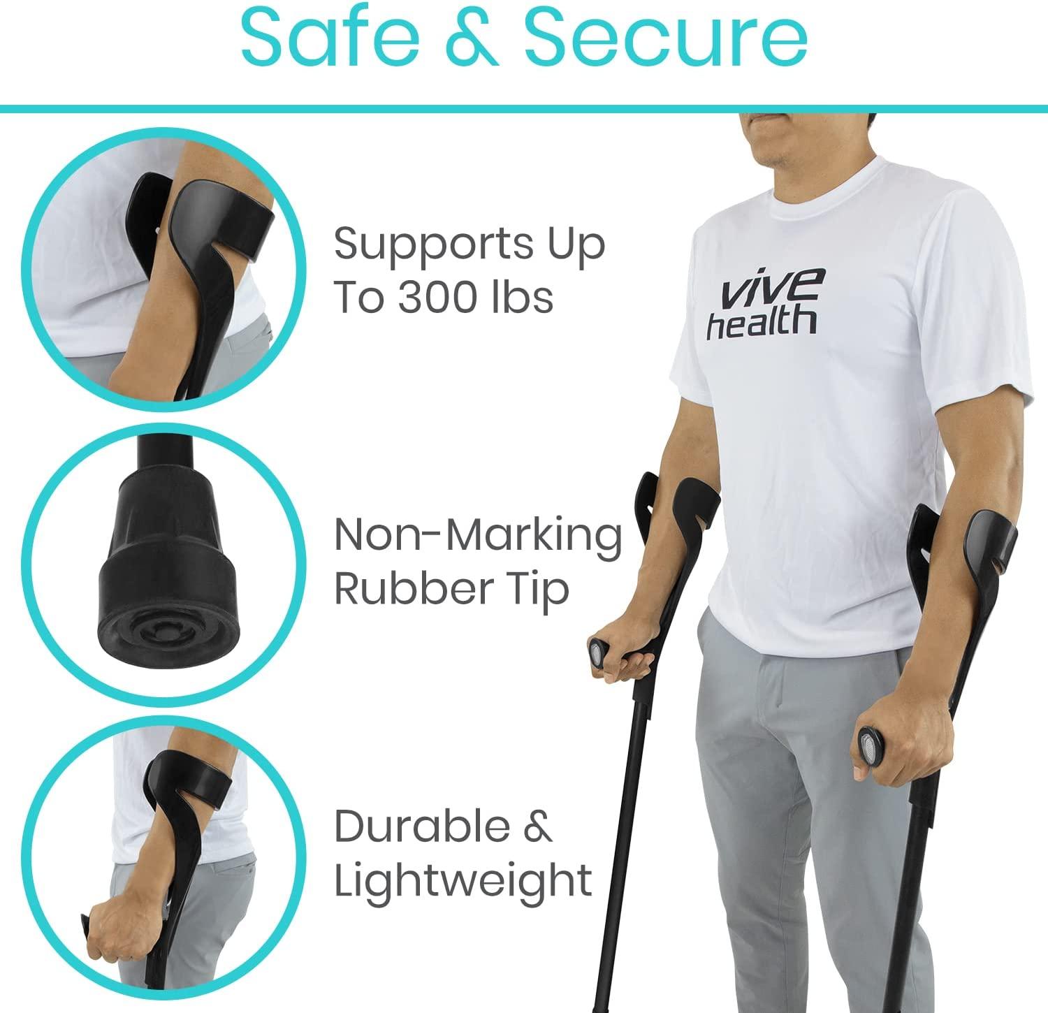 Vive Forearm Crutches (Pair) Lightweight Adjustable Forearm Crutches