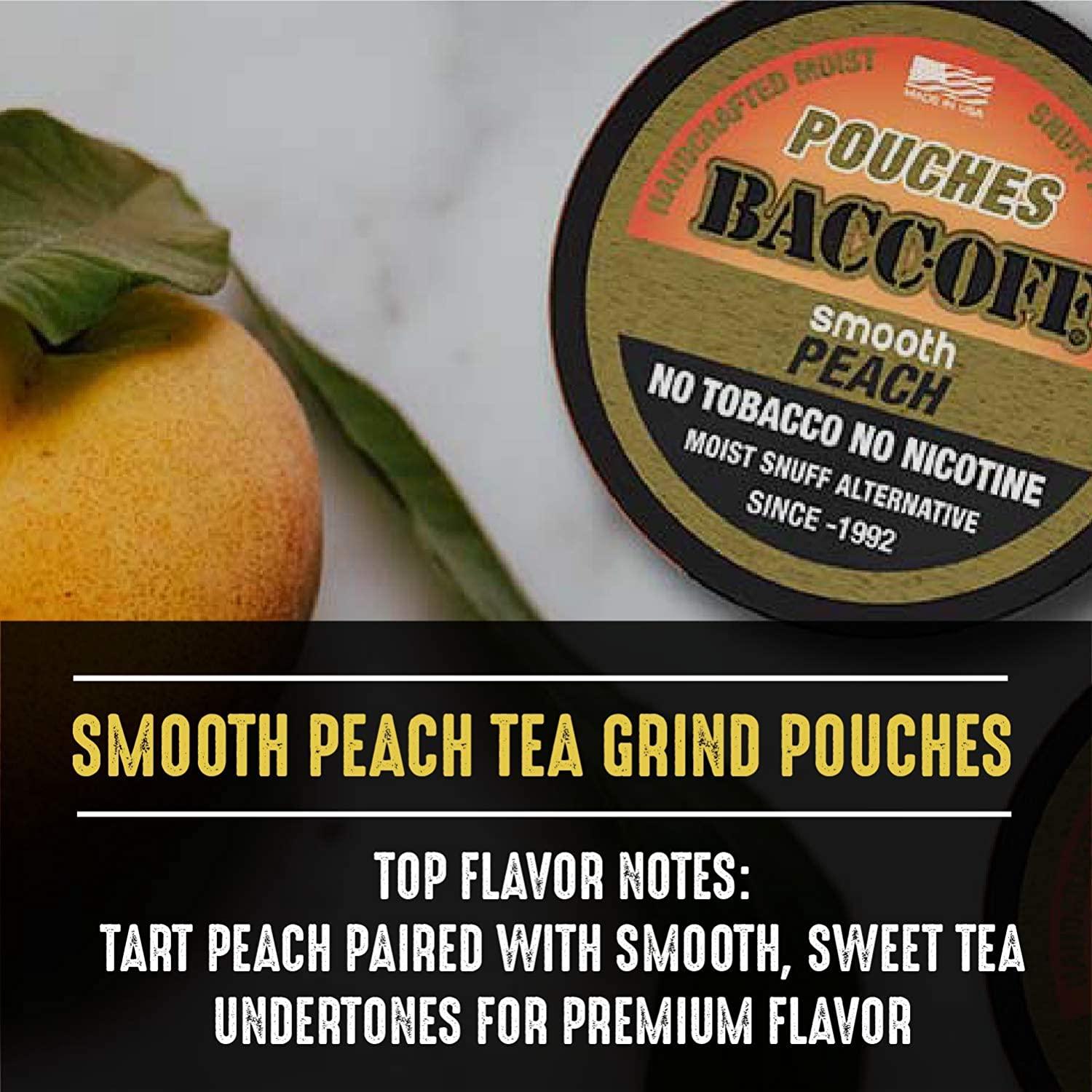 BaccOff Smooth Peach Pouches - Tobacco and Nicotine Free Snuff Alternative  (1 Can, 0.63 oz) | Buy Now with Express International Delivery